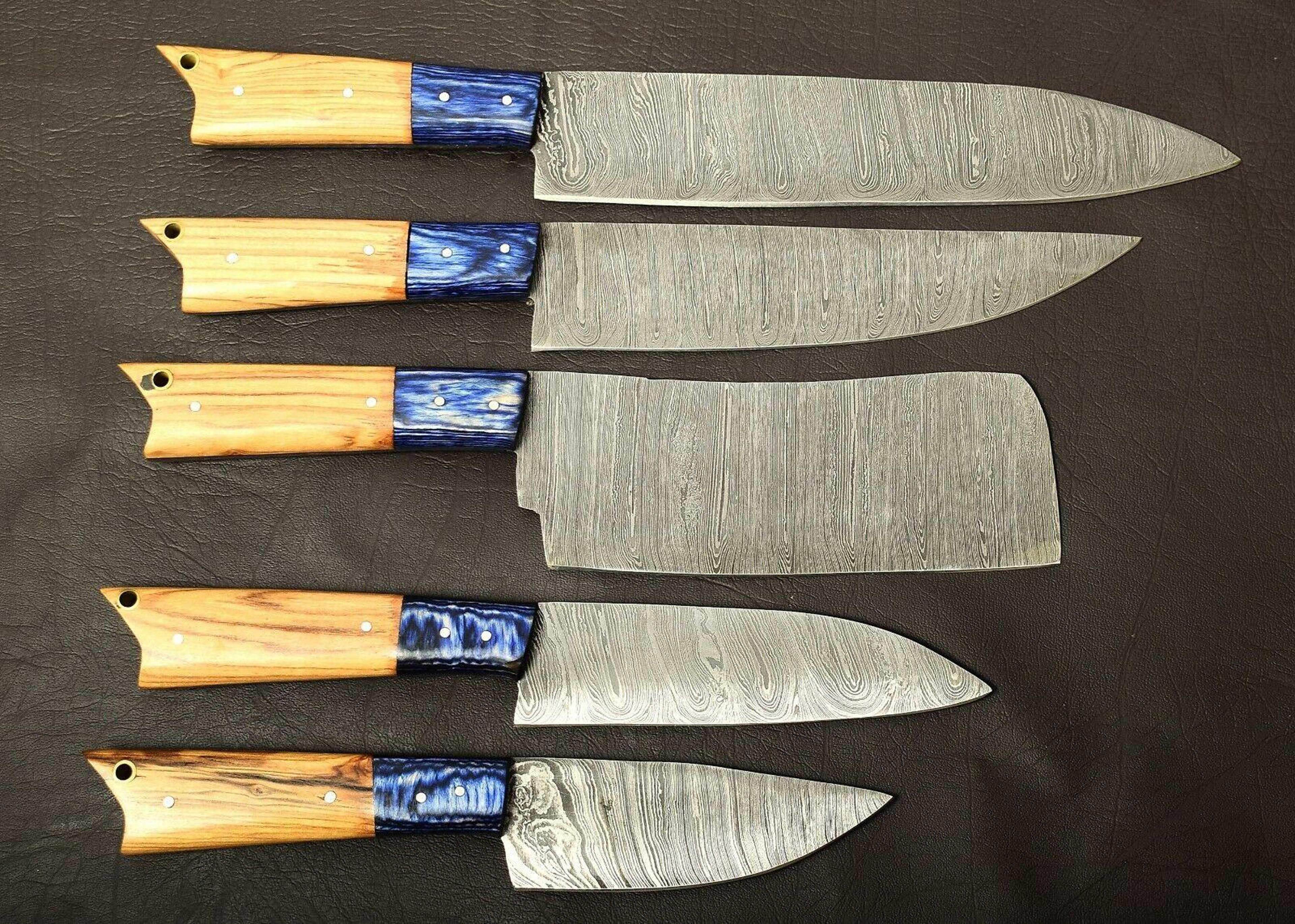 handmade damascus steel chef knife kitchen set with popular wood handle