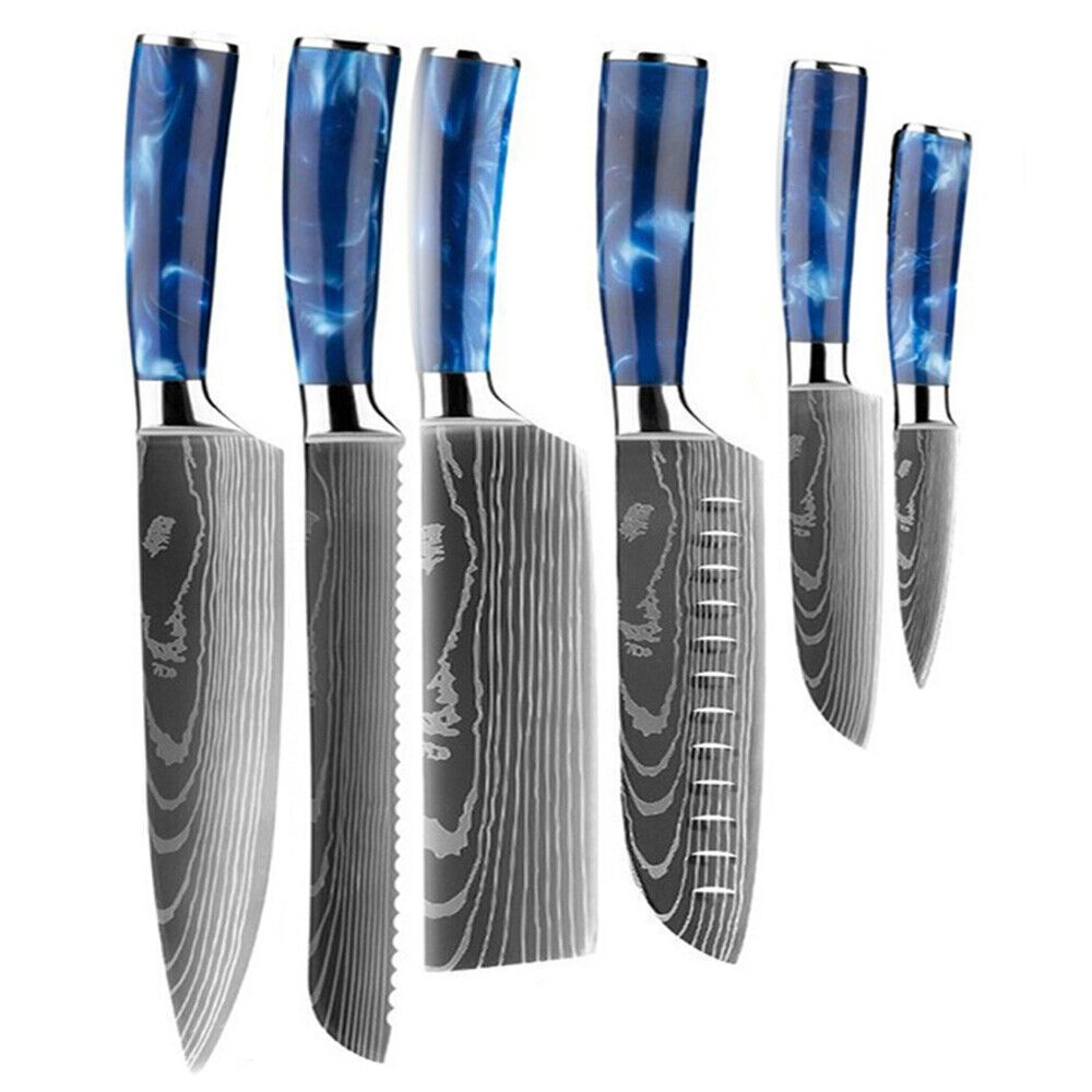 professional japanese chef knife set 6-piece damascus pattern