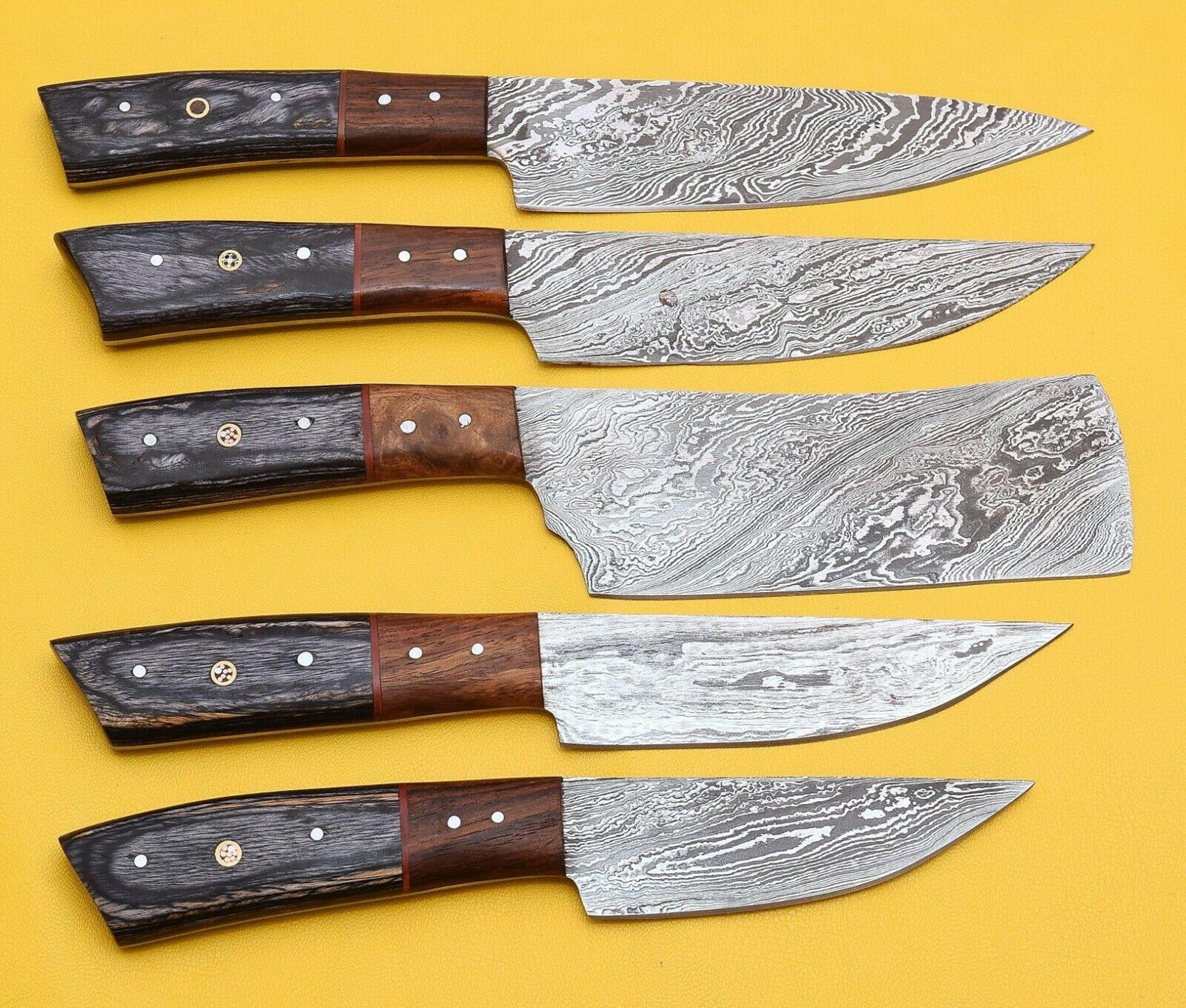 professional handmade damascus chef knife set with pakka wood handles