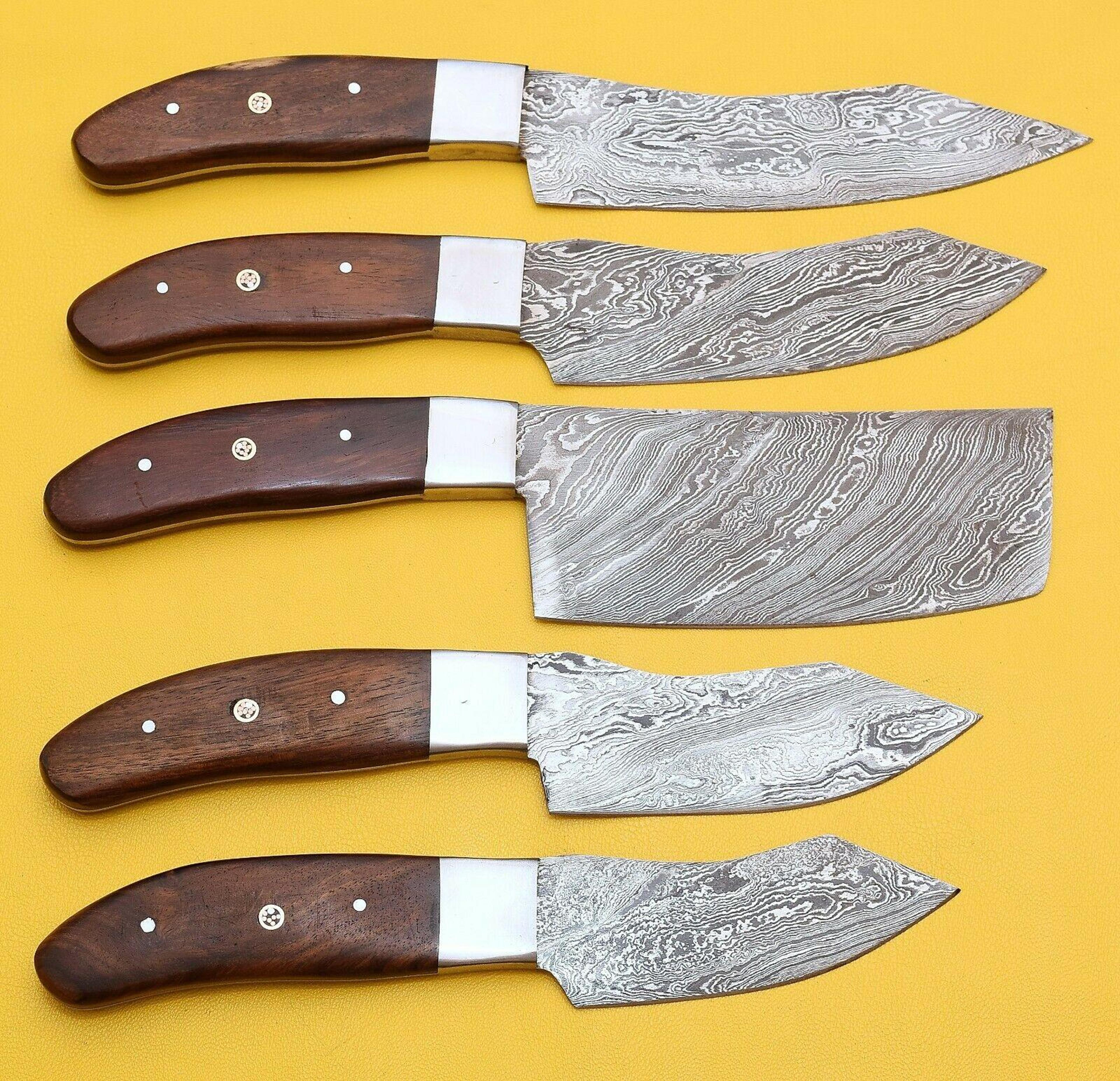 handmade damascus steel chef knife set | rose wood handle