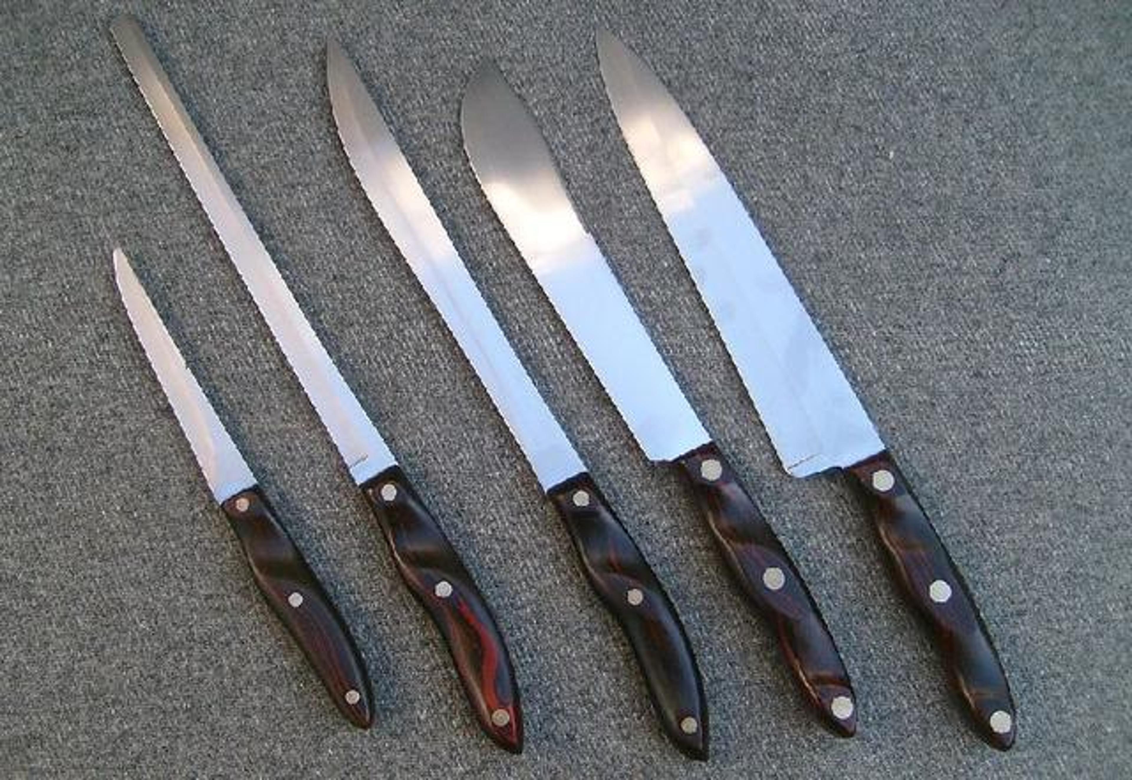 vintage cutco knife set lot | 5 original stainless steel knives with sharpener