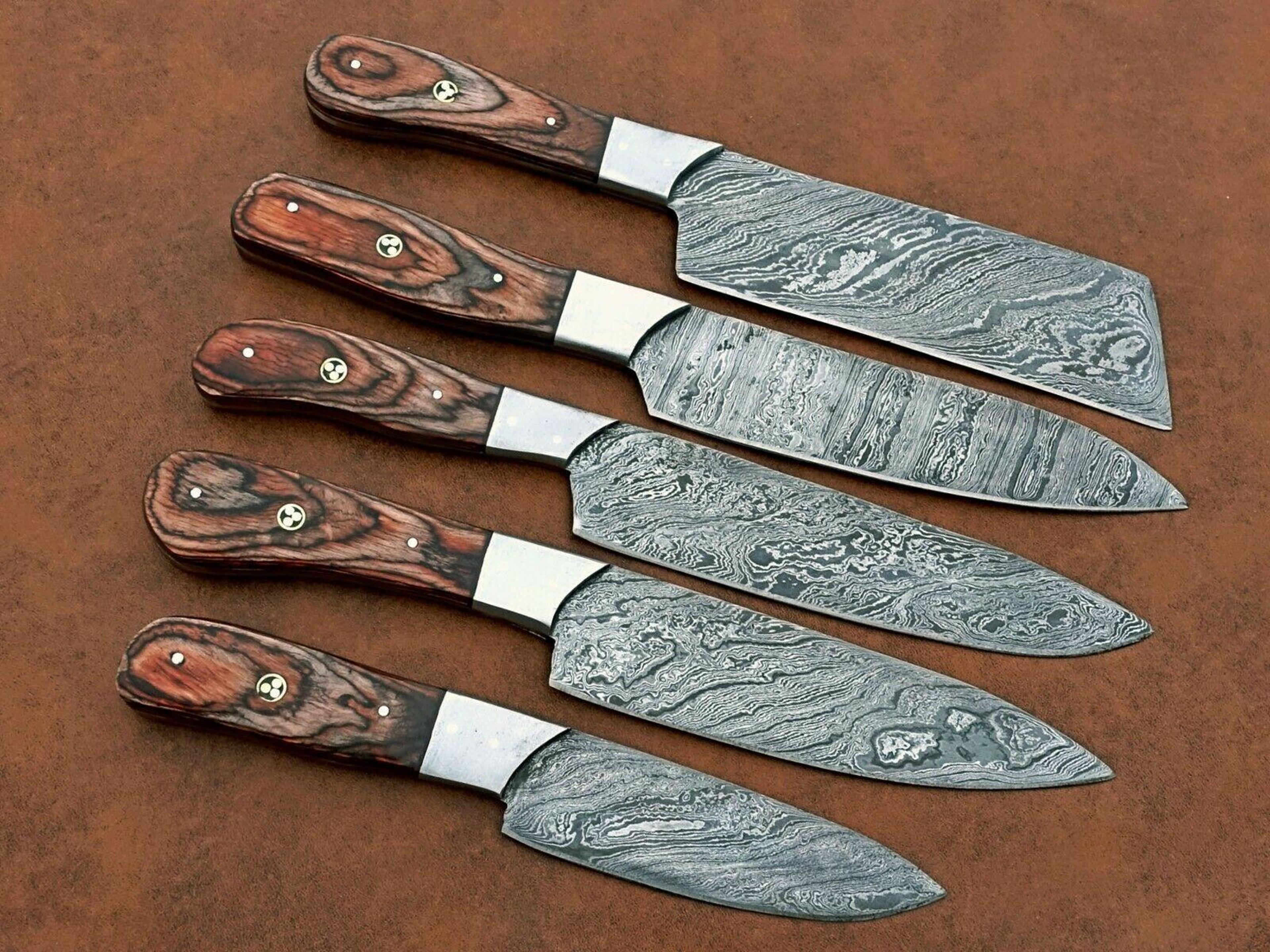 handmade 5 pcs damascus steel chef knife set | professional kitchen cutlery gift box