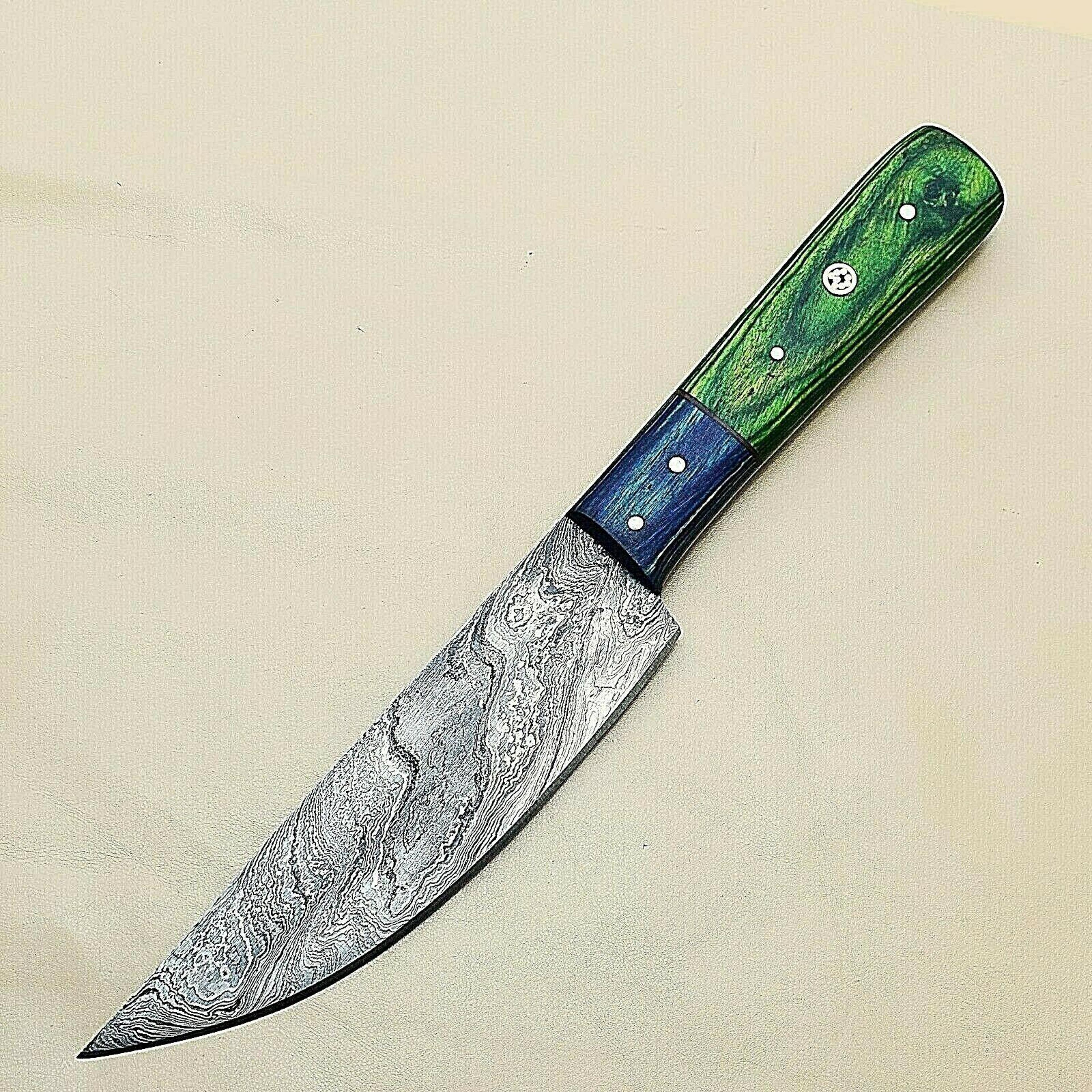 luxury damascus steel chef knife | custom made kitchen knife with pakka wood handle
