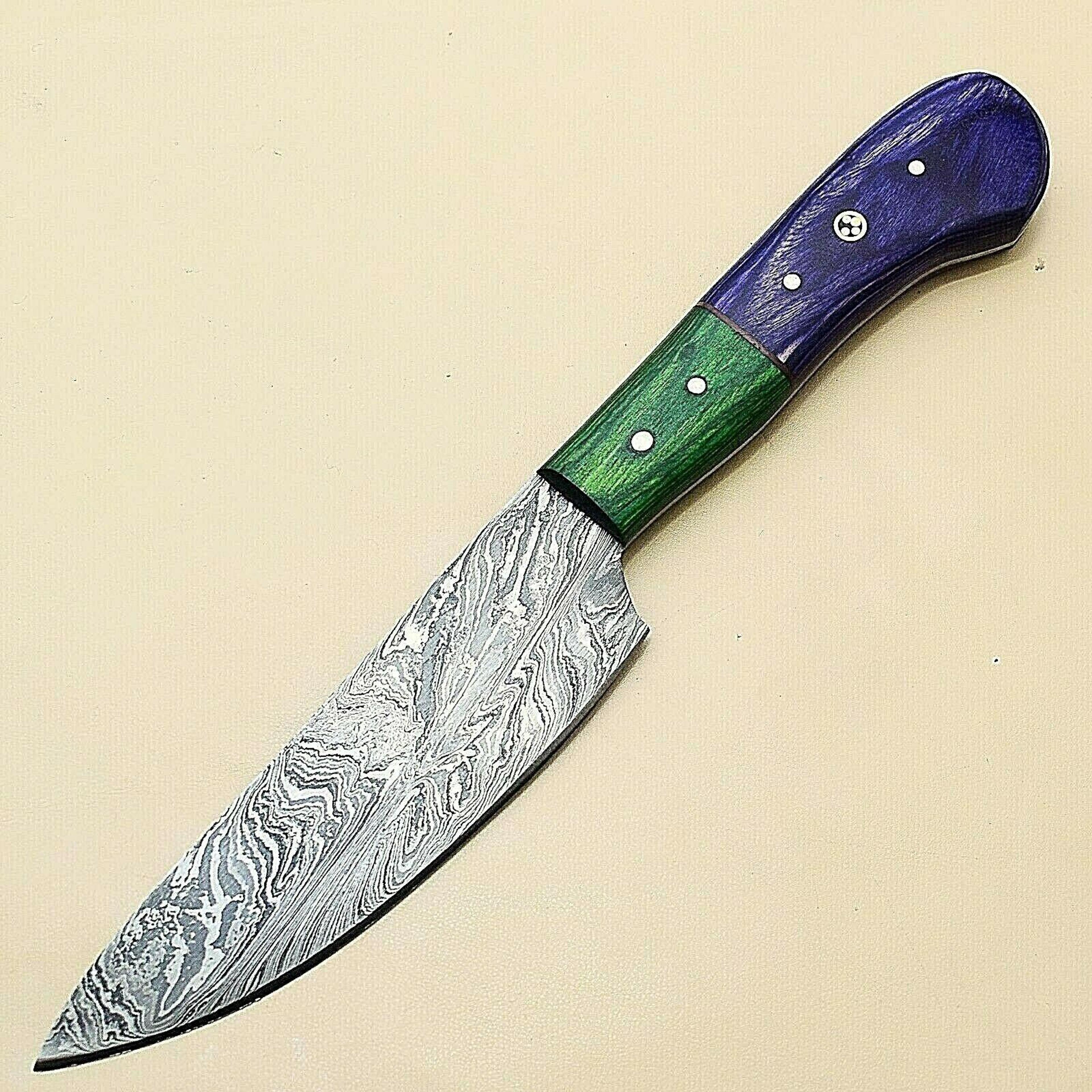 artisan damascus steel kitchen knife | custom hand forged chef knife for cooking & collectors