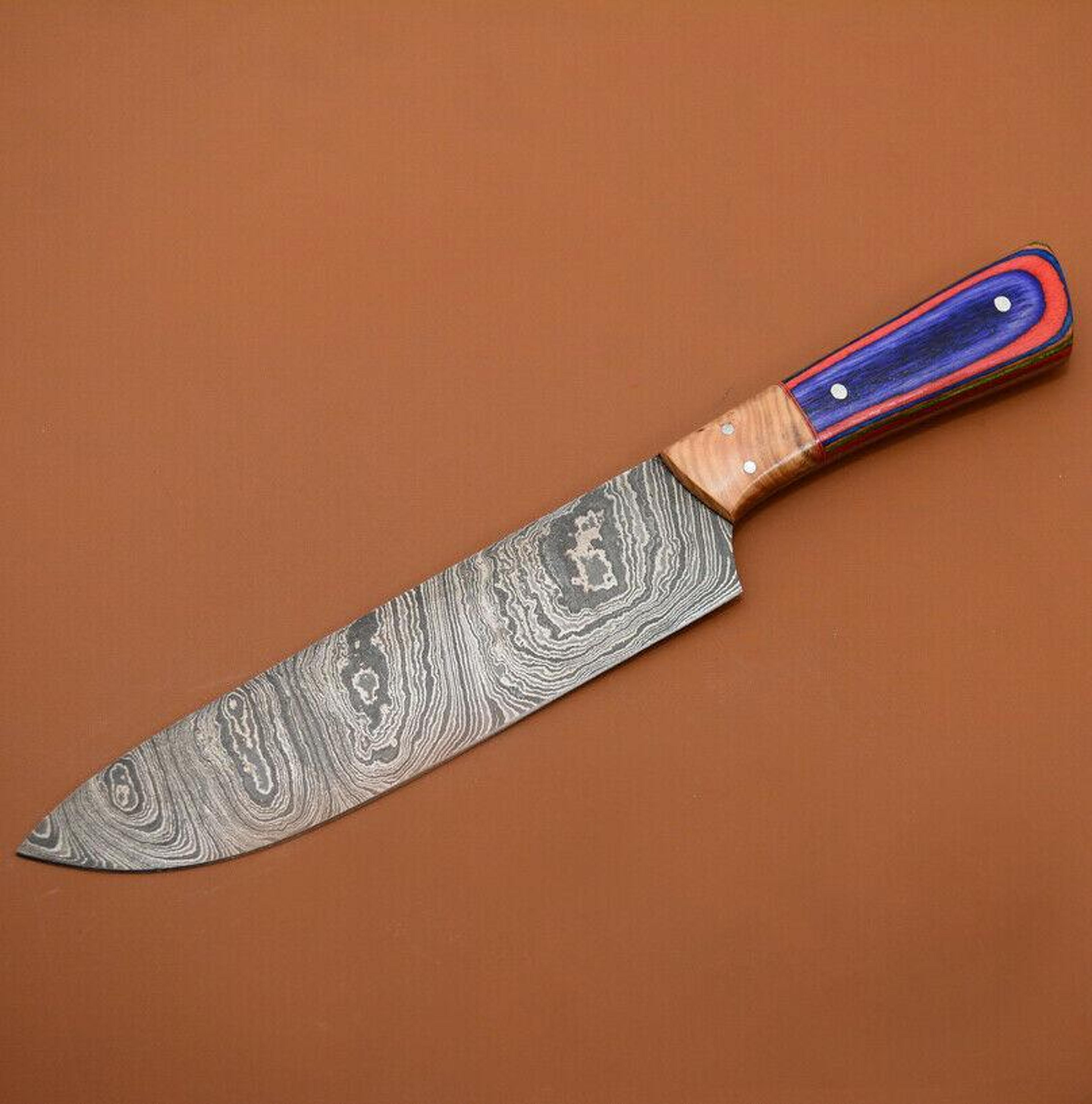 chef choice handmade damascus knife | durable high carbon blade with wood handle
