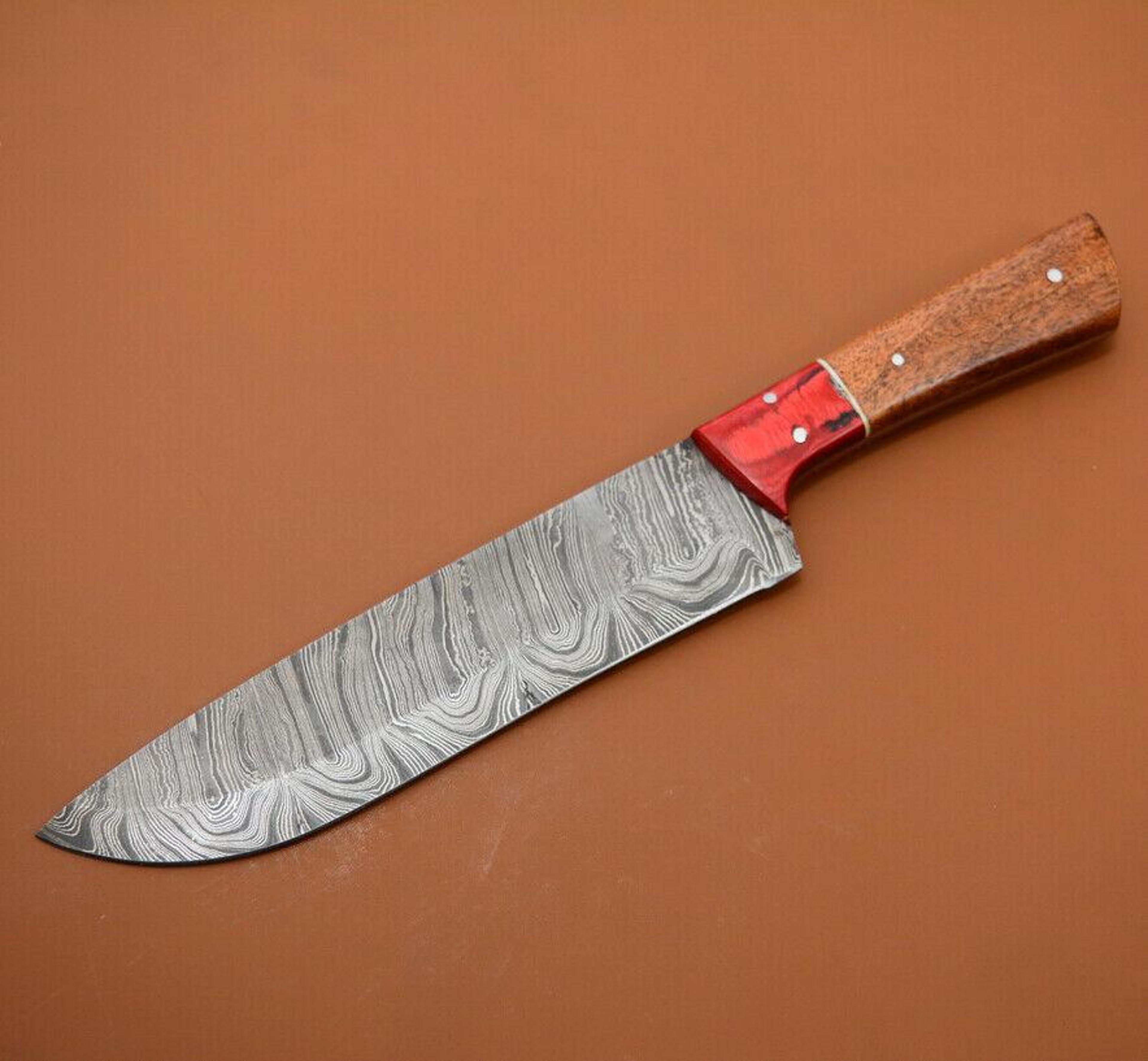 handmade full tang damascus kitchen chef knife | rosewood handle | custom forged high carbon steel