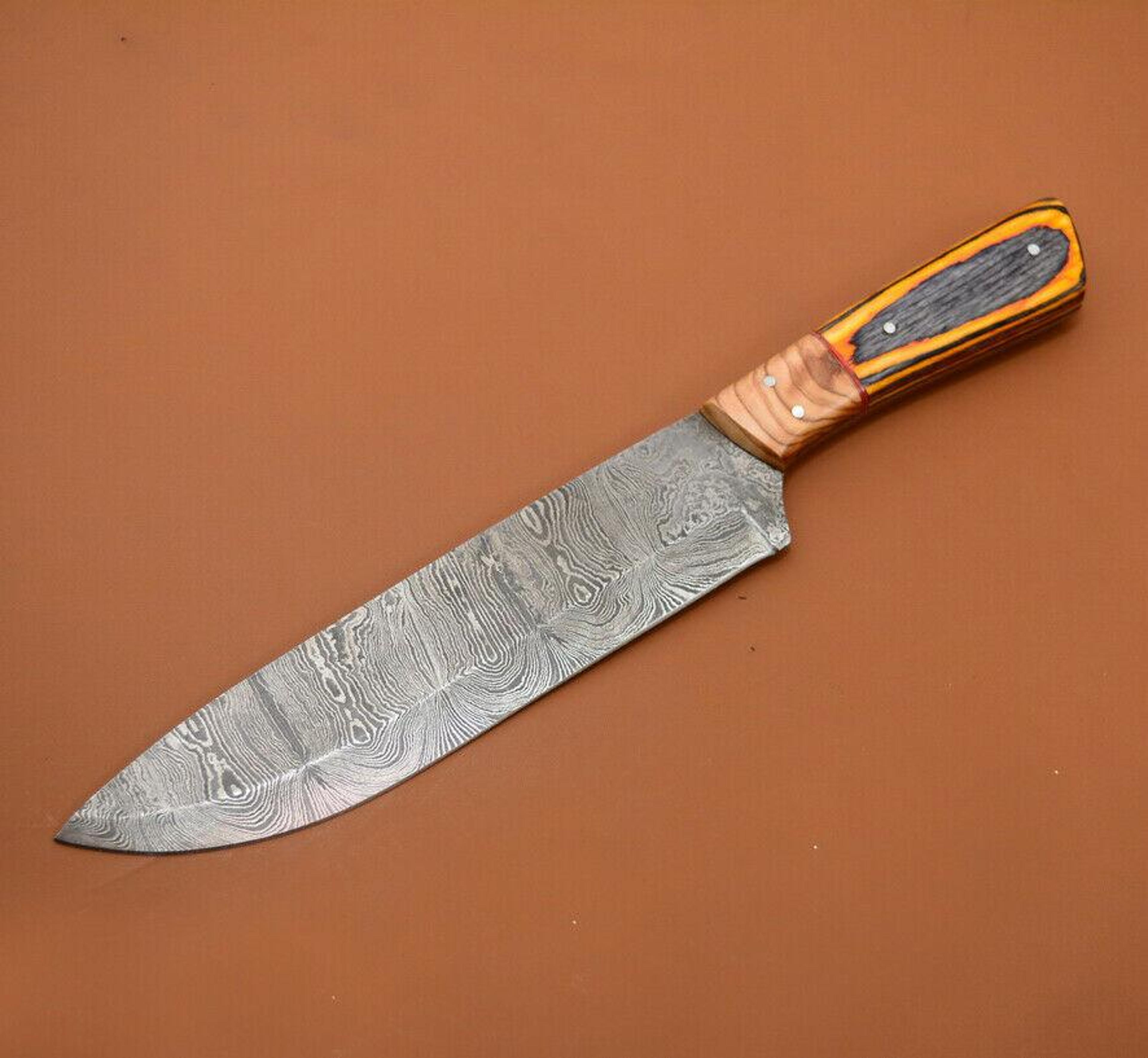 artisan damascus chef knife | handmade full tang kitchen knife gift for him or her