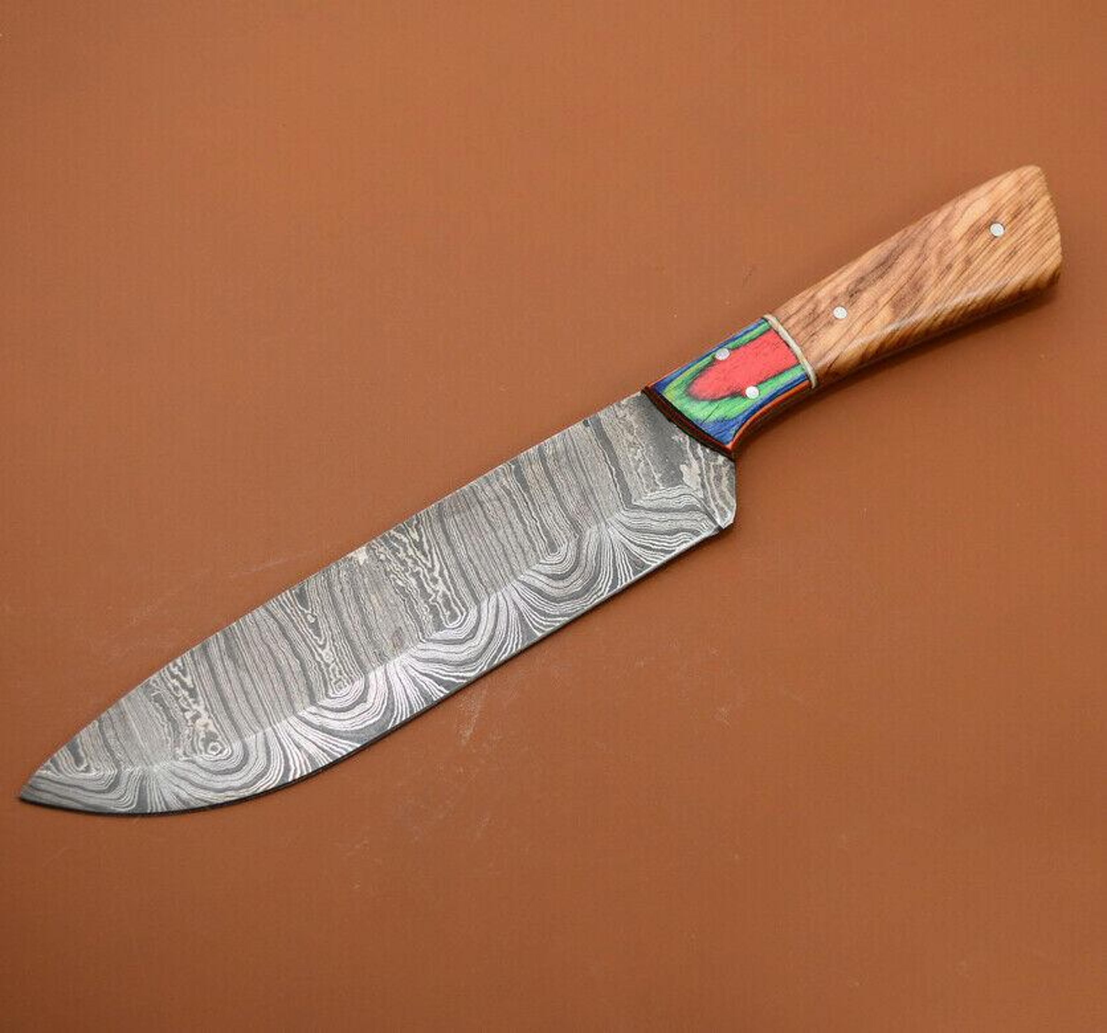 razor sharp full tang damascus chef knife | handcrafted kitchen knife gift