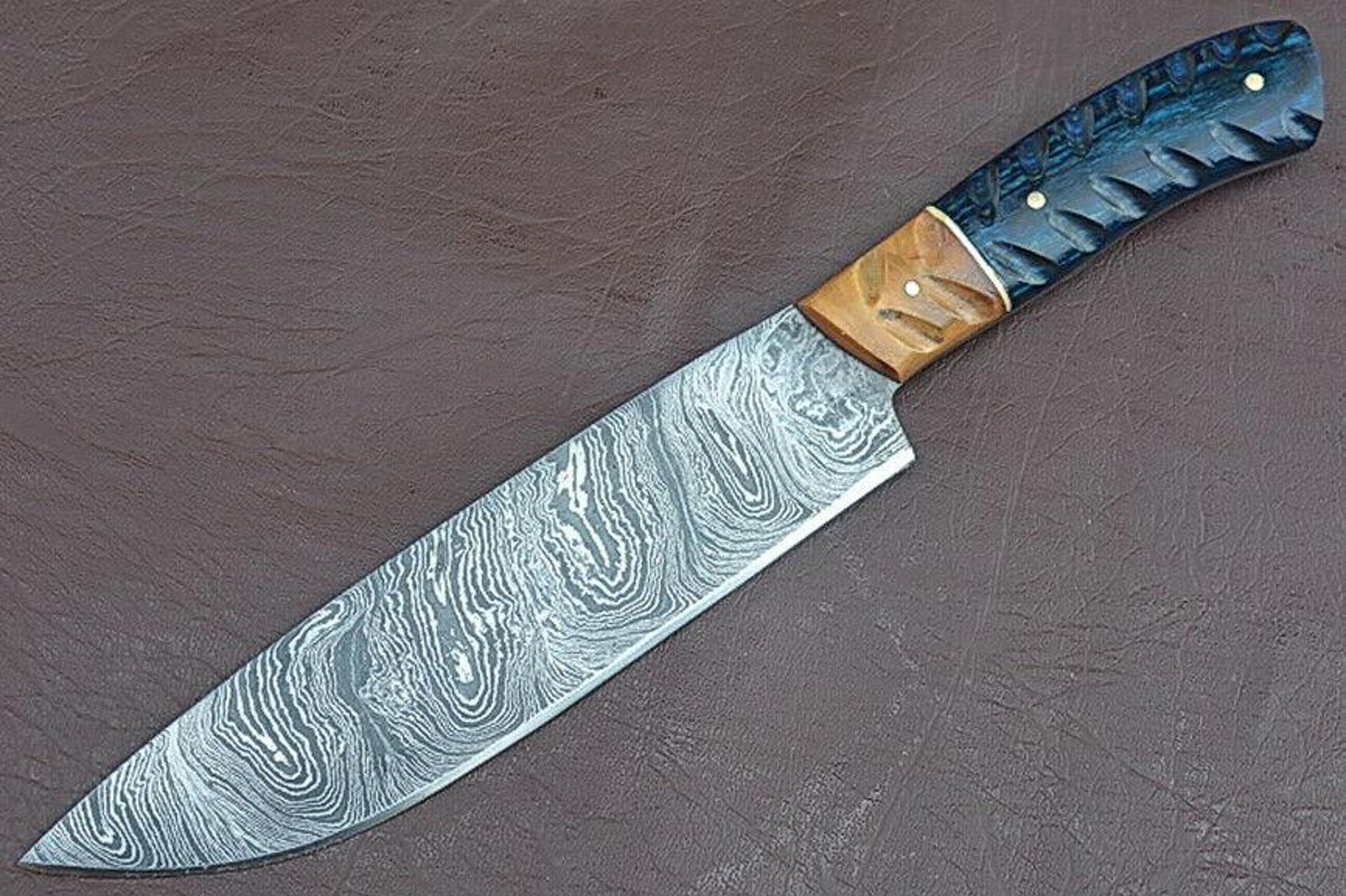 handmade damascus steel chef knife with groov dollar wood handle – full tang kitchen masterpiece