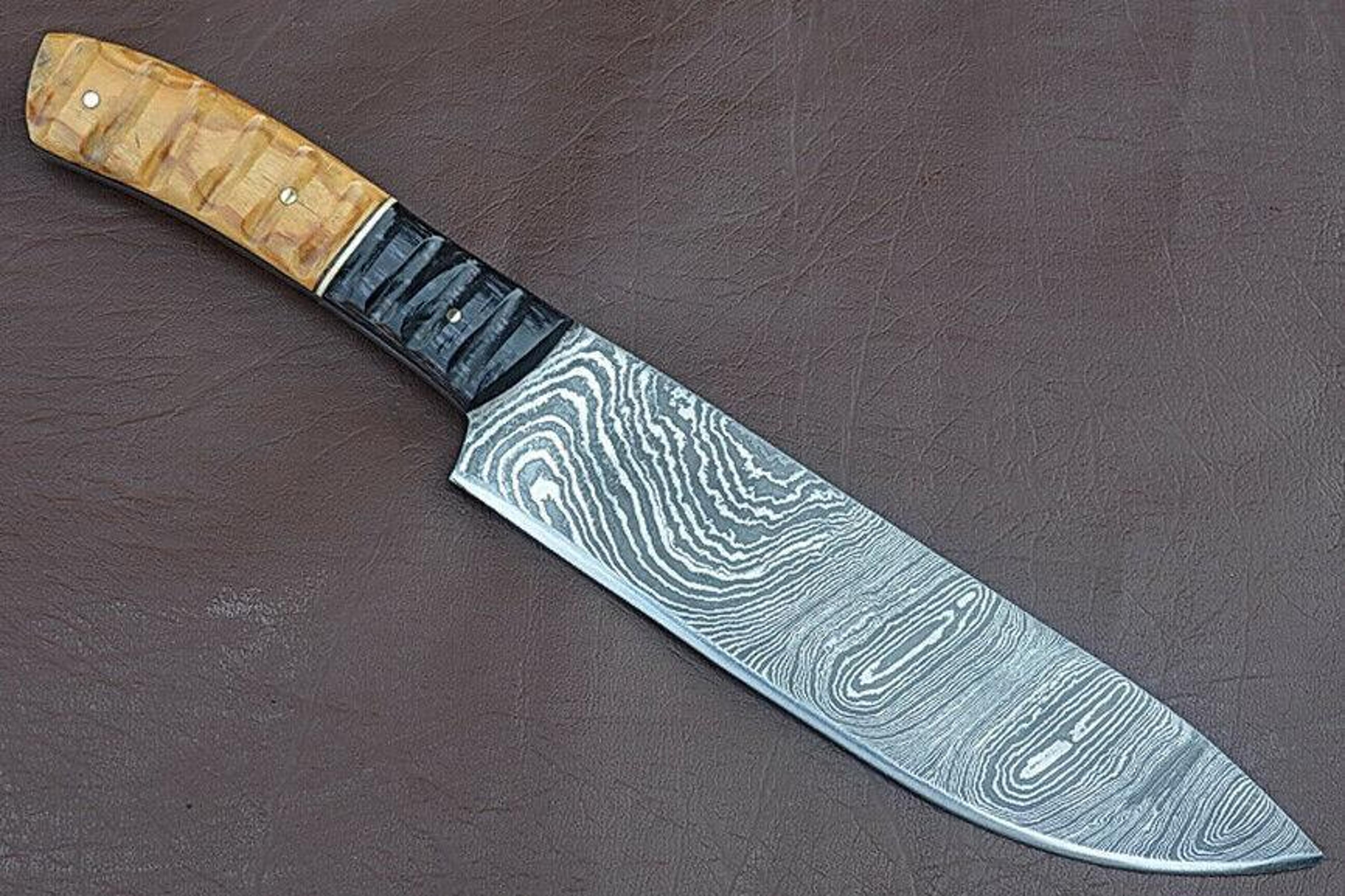custom handmade damascus chef knife – precision blade with groov dollar wood grip