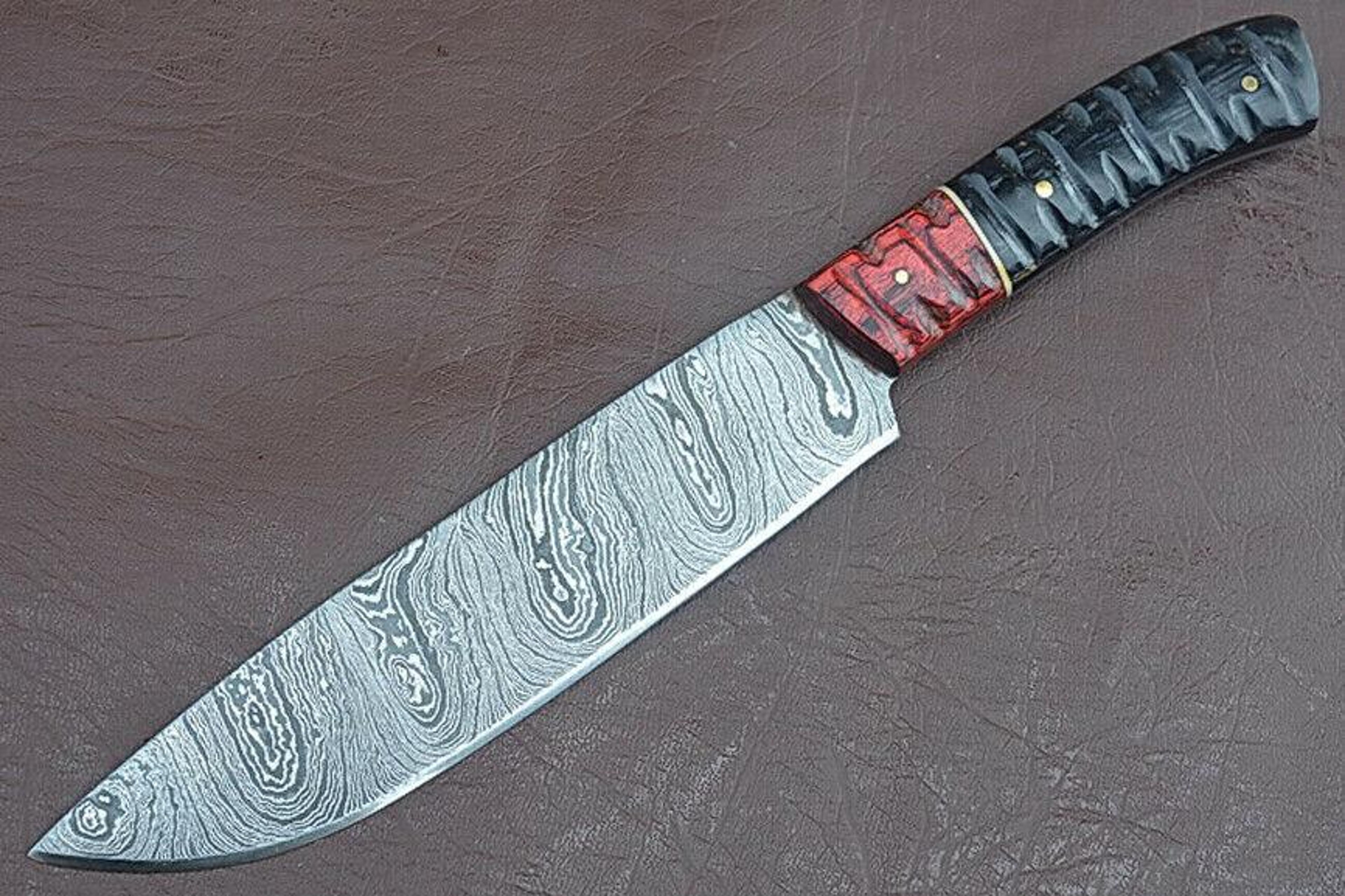 luxury damascus steel kitchen knife | groov dollar wood handle | professional chef tool