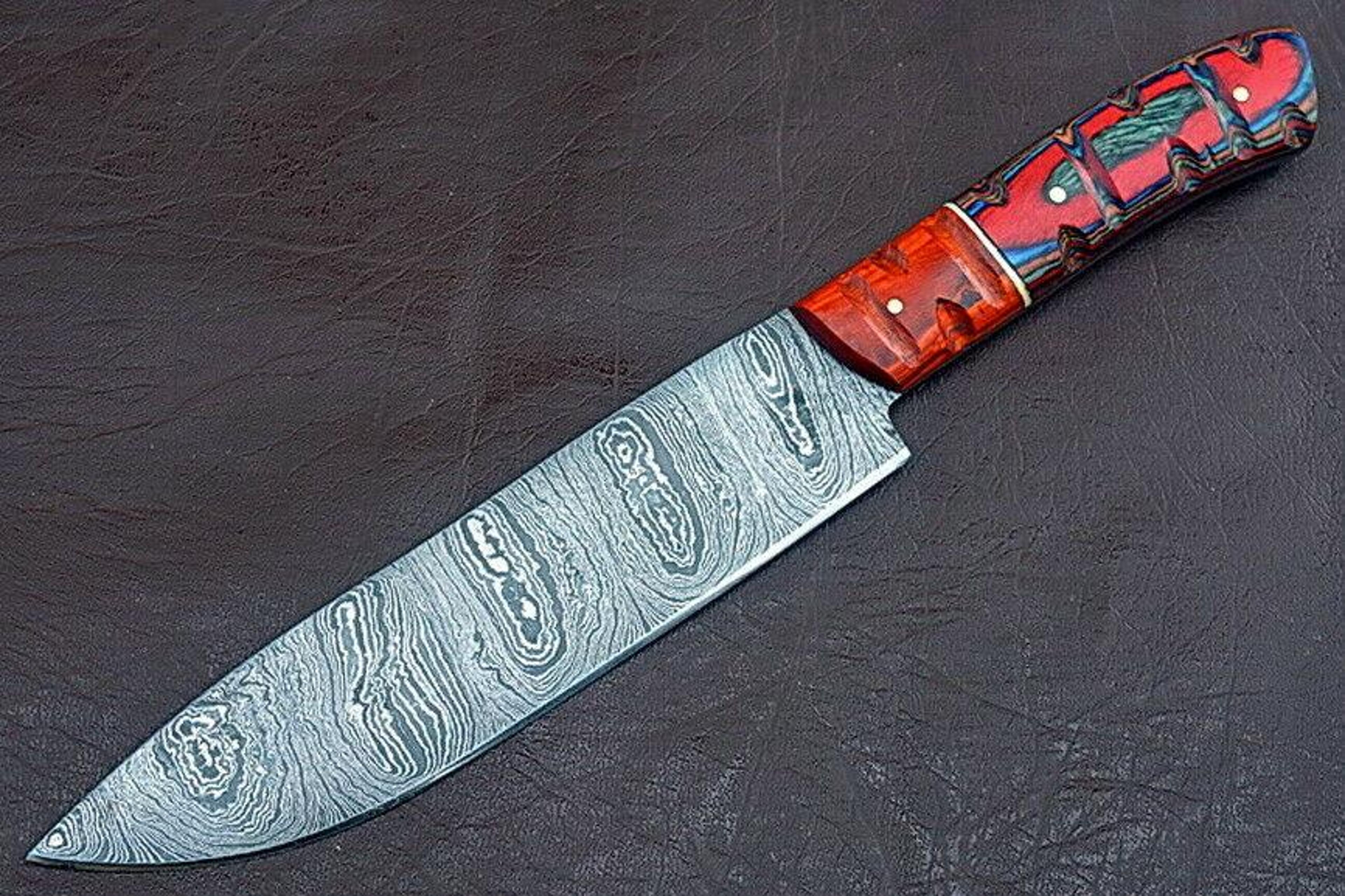 the forgecraft collection – handmade full tang damascus chef knife with exotic wood handle