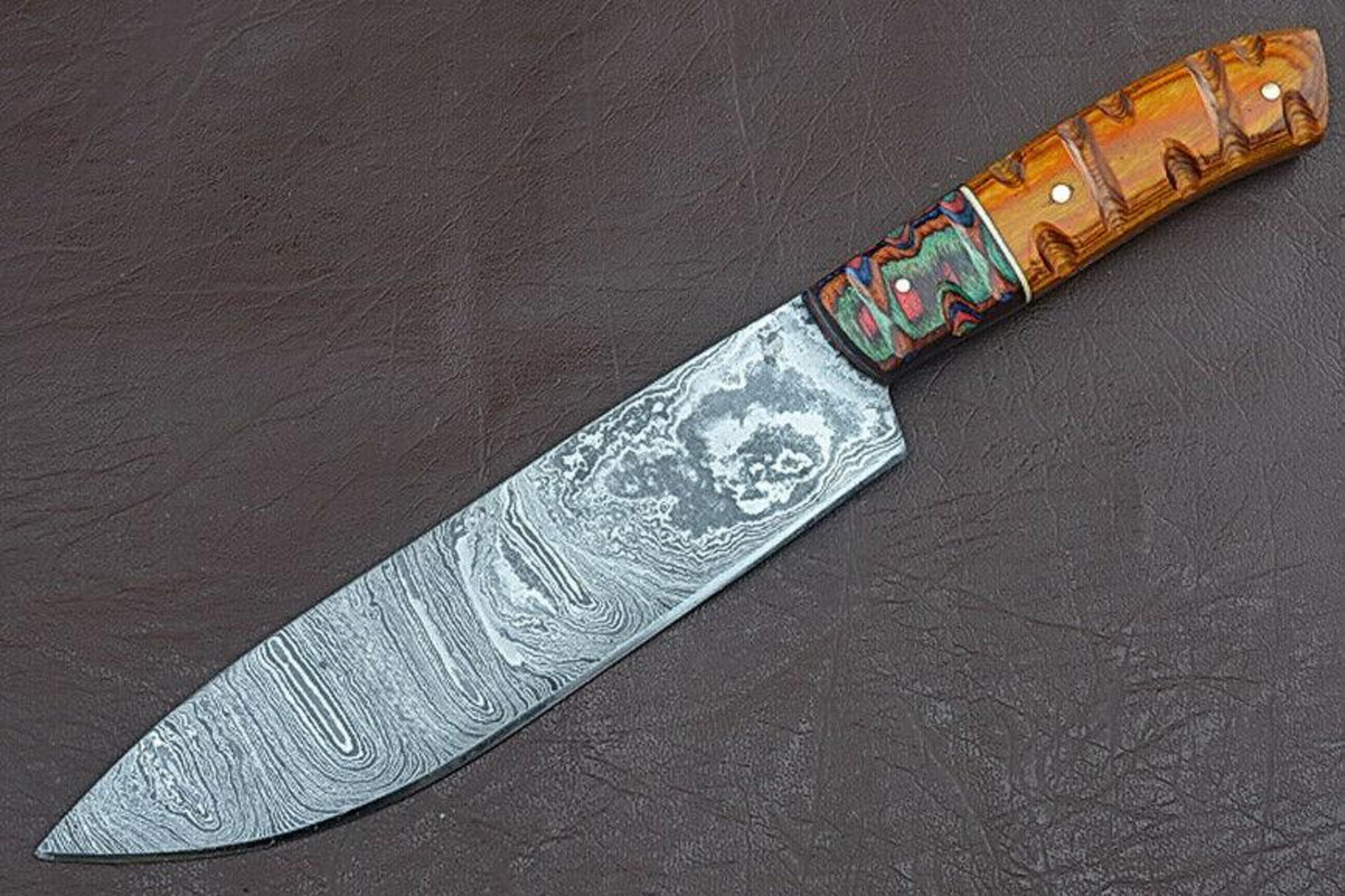 artisan damascus steel chef knife | groov dollar handle | handmade culinary masterpiece