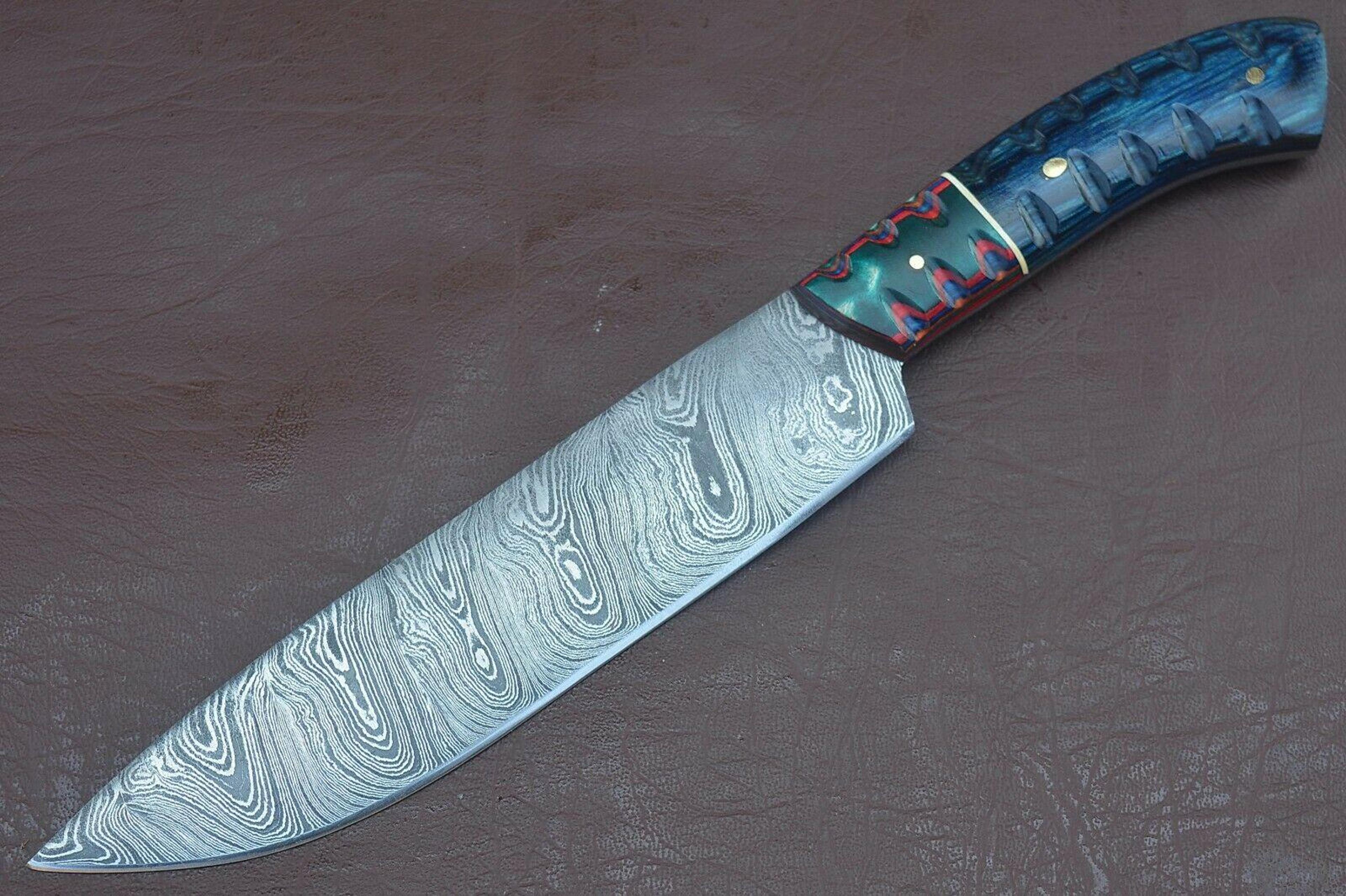 exclusive damascus chef knife | premium groov dollar wood handle | kitchen essential