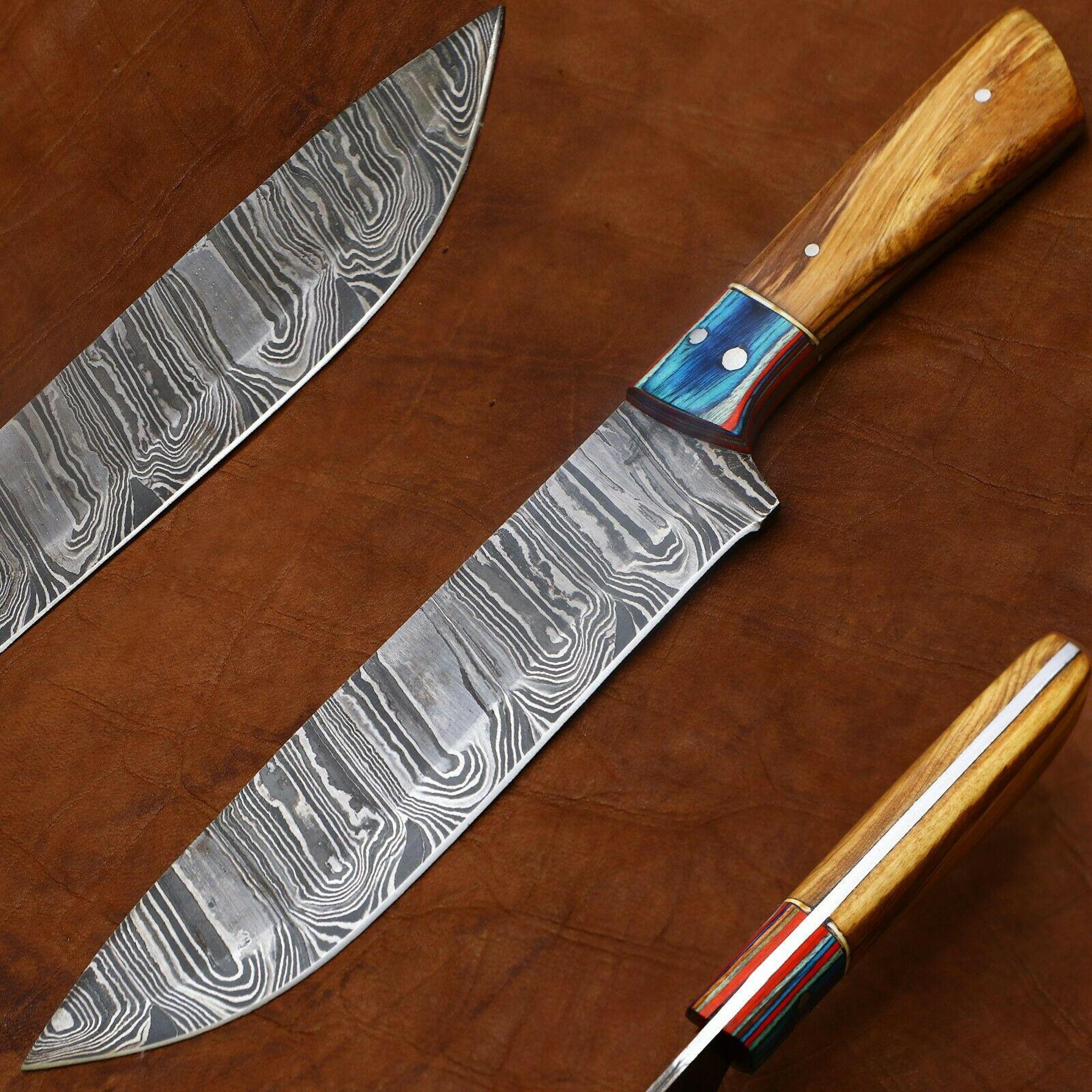 premium handmade damascus chef knife | kitchen knife with pakka wood handle