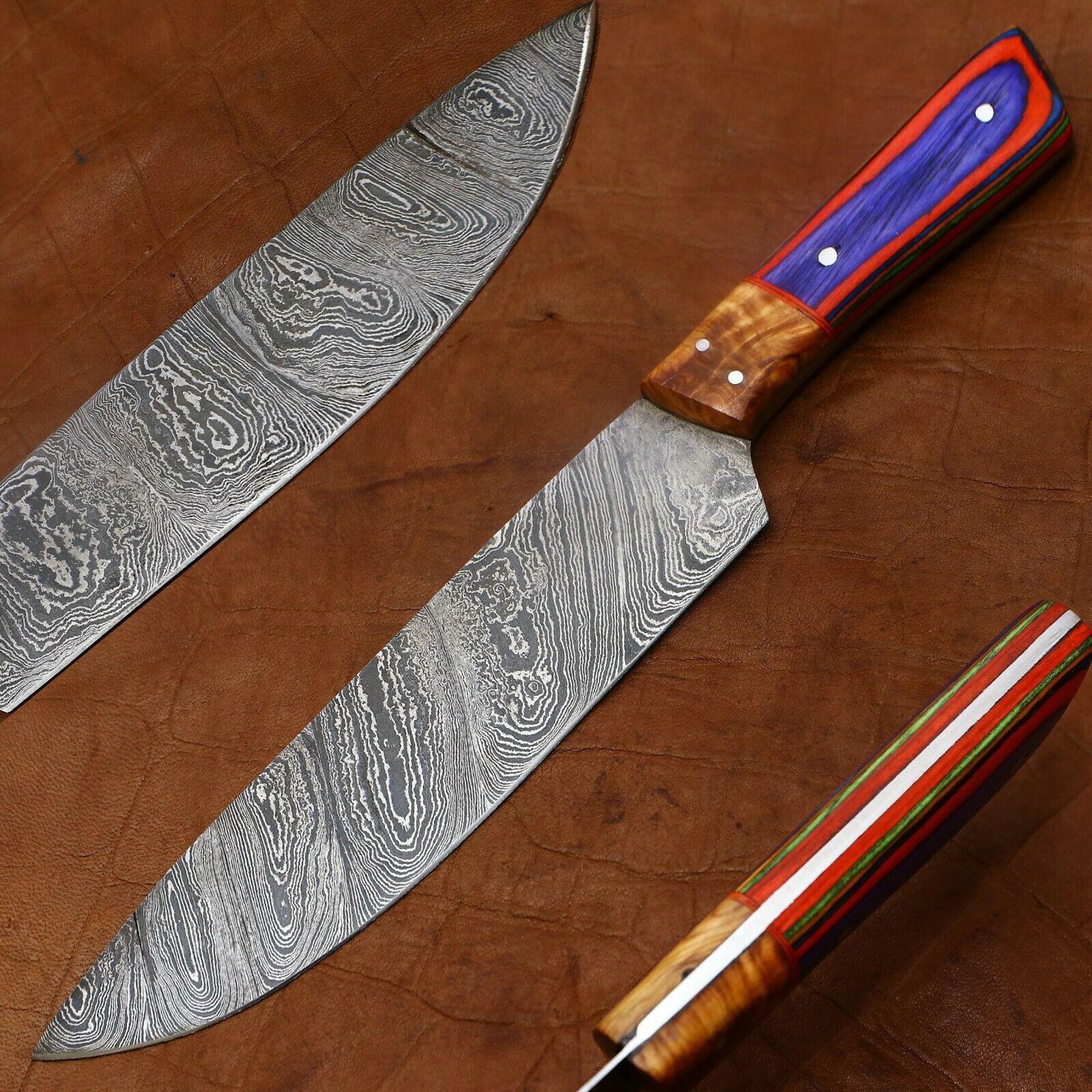 master forged damascus chef knife | handmade culinary knife with wooden handle
