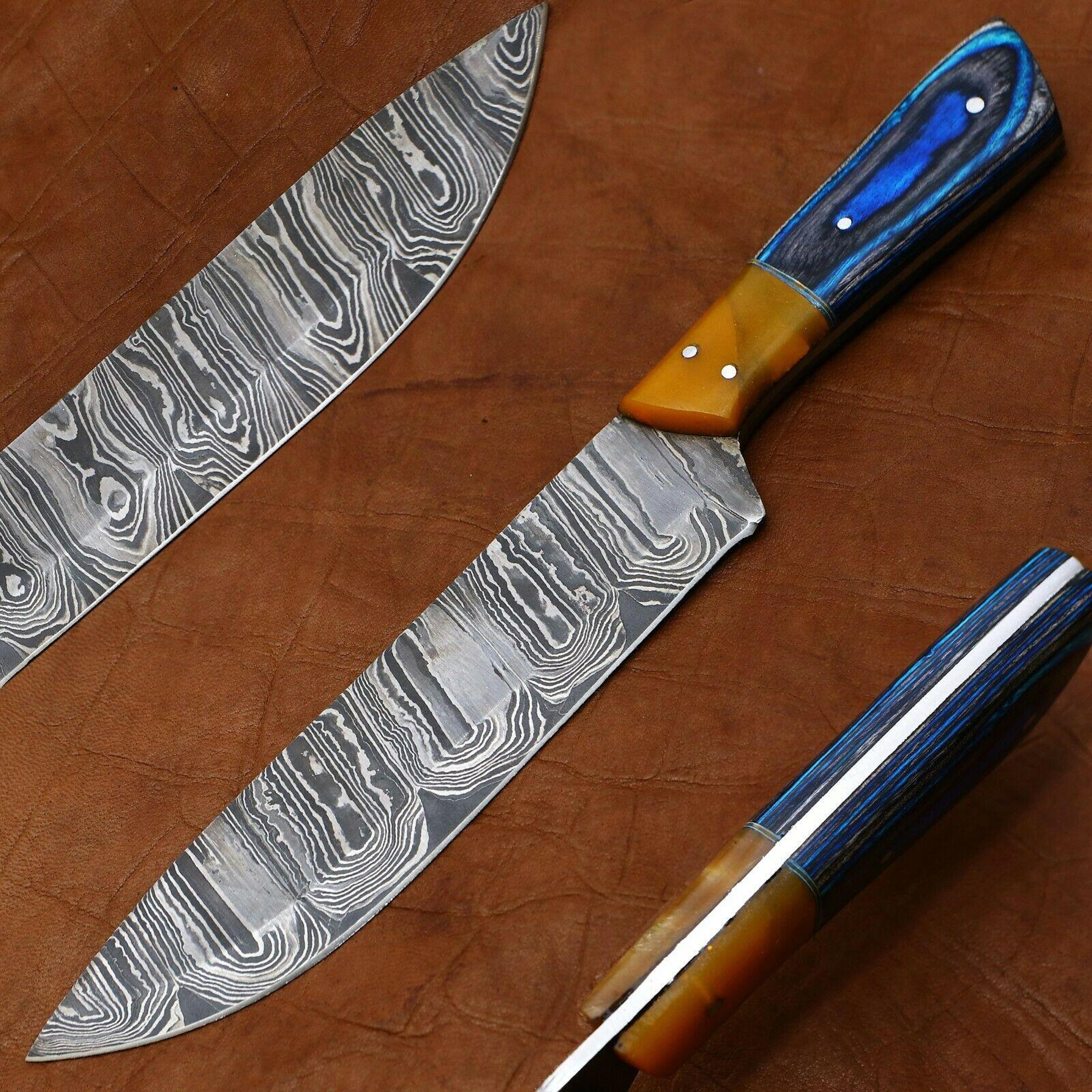 handcrafted 11" damascus chef knife | premium kitchen knife with pakka wood handle
