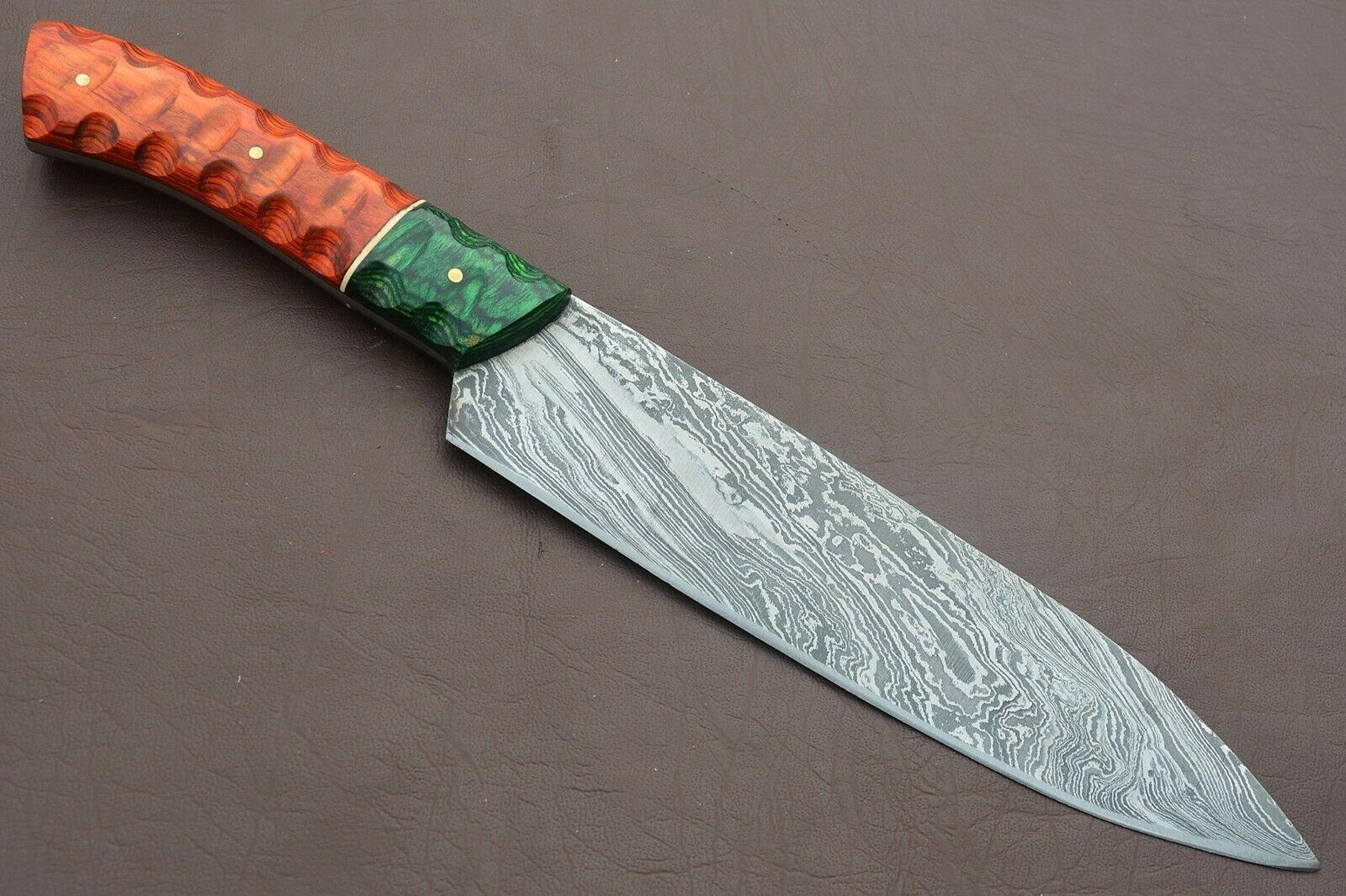 collectors handmade damascus chef knife | 12 inch kitchen blade for culinary use