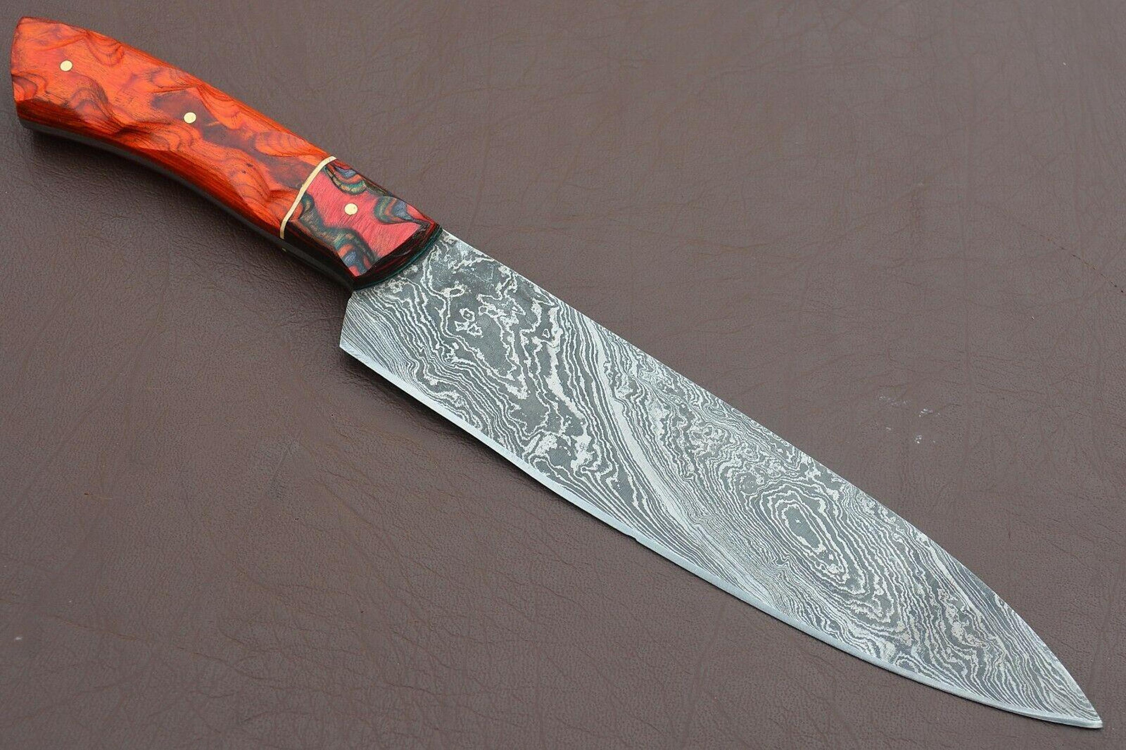 custom damascus steel kitchen knife | 12 inch handmade chef knife