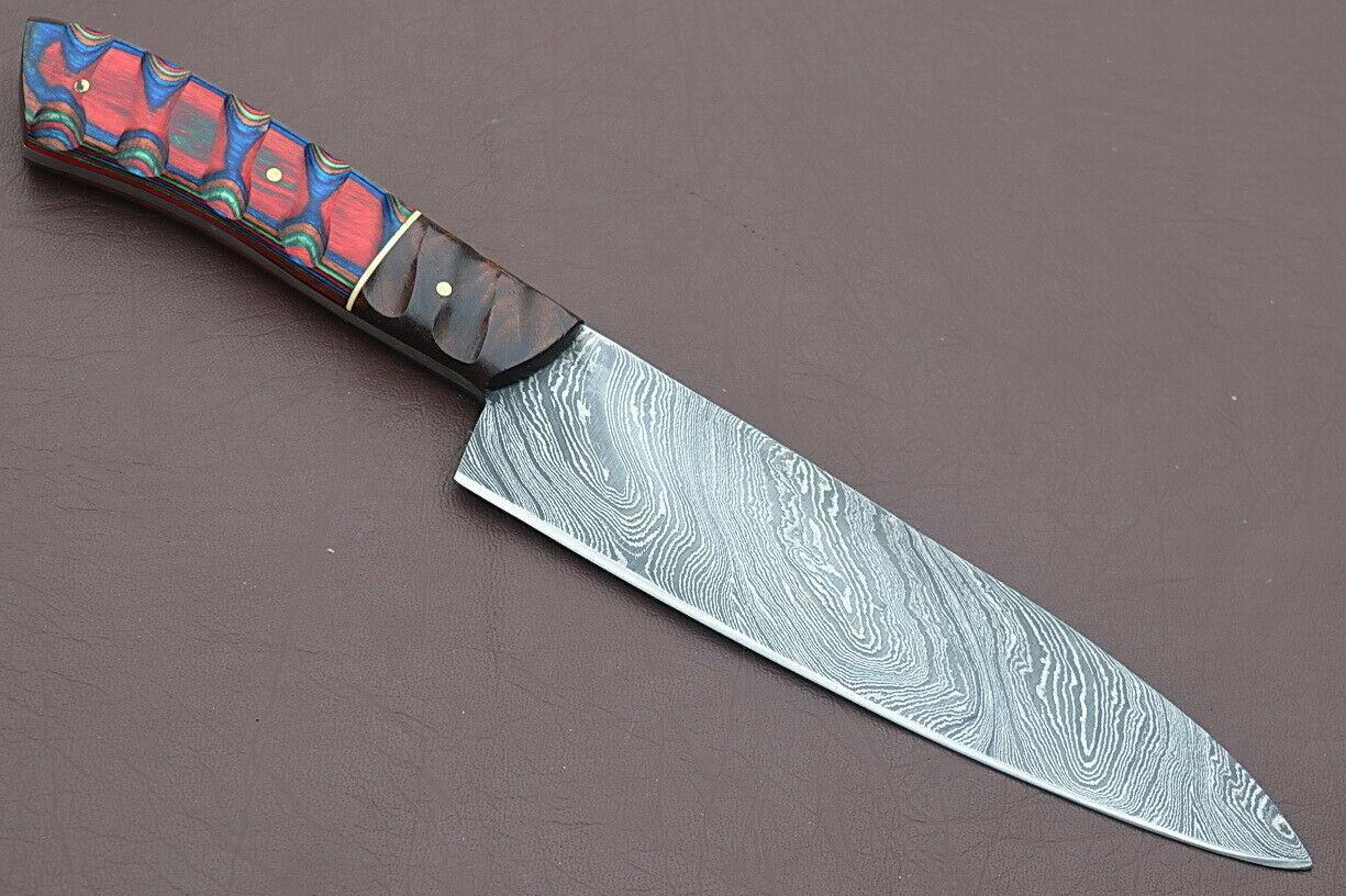 professional handmade damascus kitchen knife | 12 inch full tang chef blade