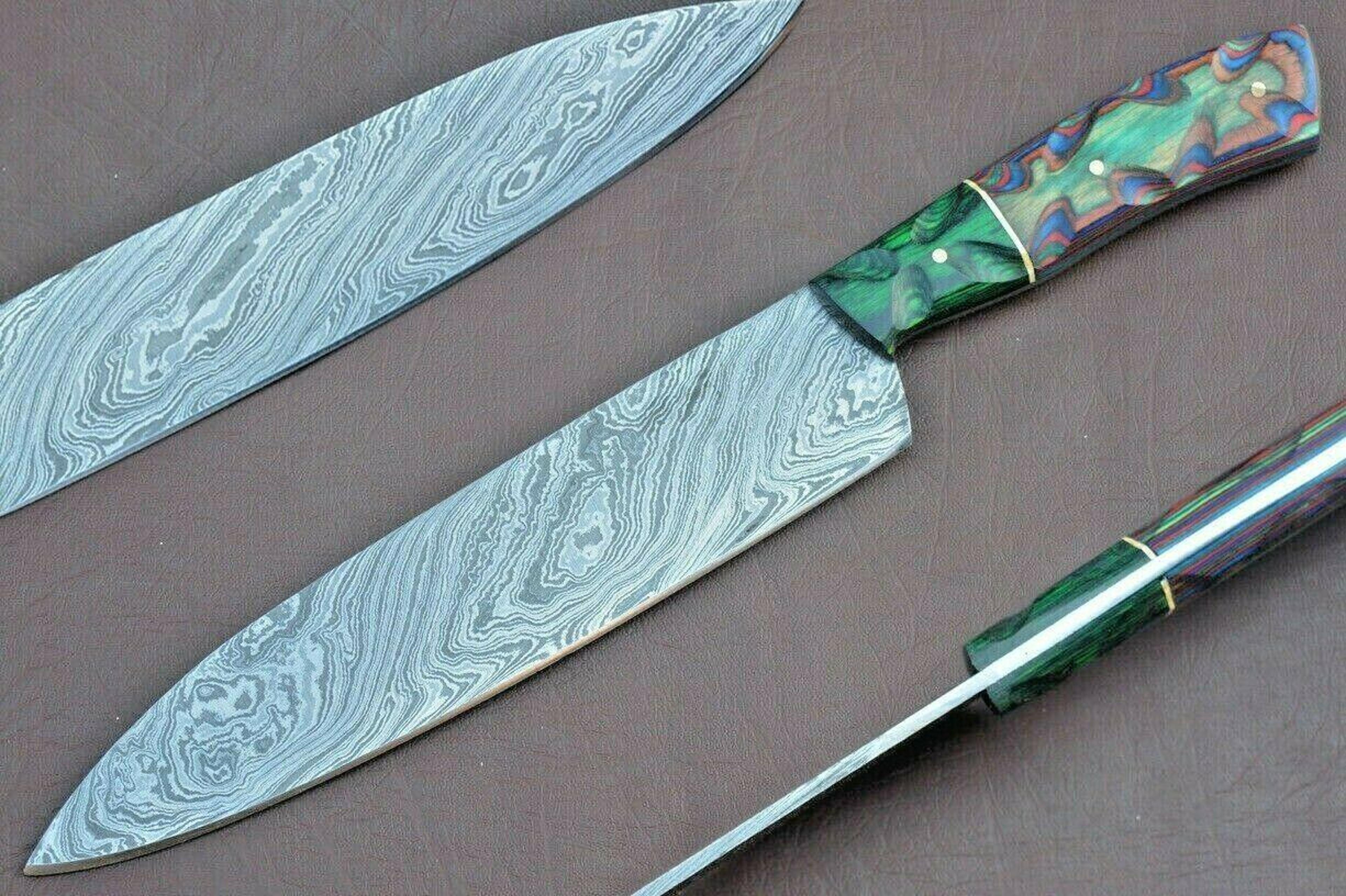 authentic 12 inch damascus chef knife | full tang wood handle blade