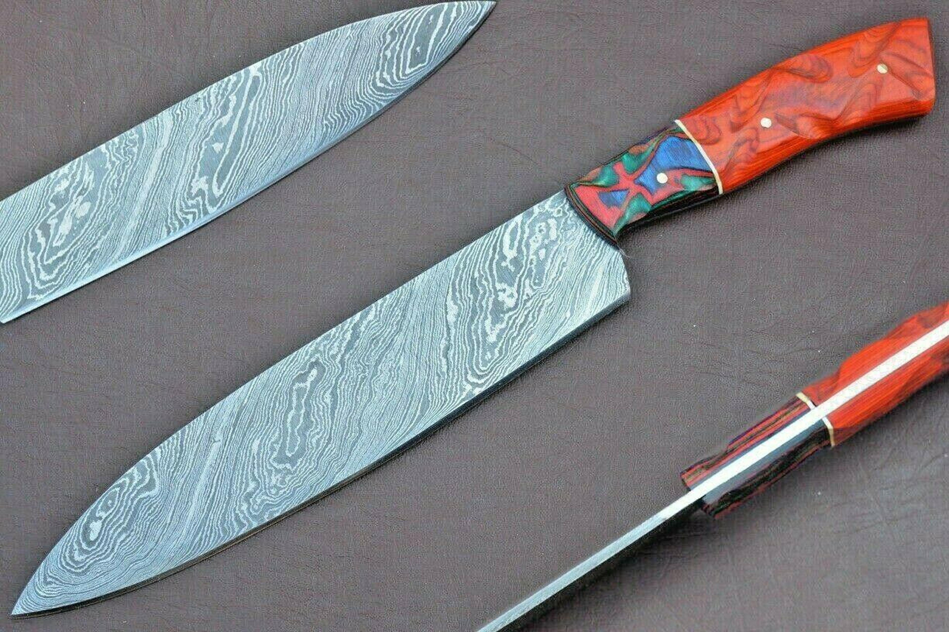 artisan damascus steel chef knife | 12 inch handmade kitchen blade