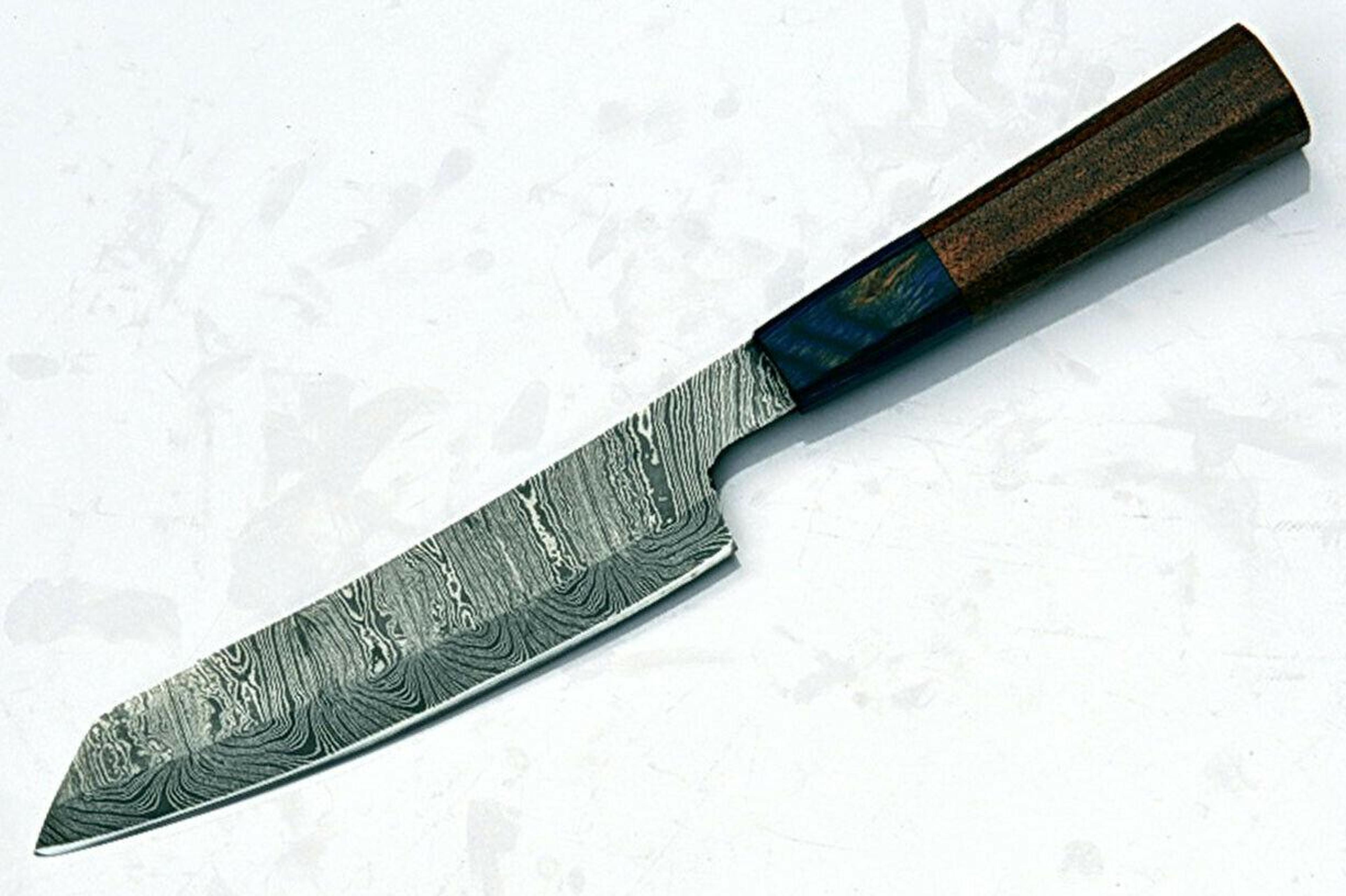 premium damascus steel chef knife | 8 inch handmade santoku with pakka wood grip