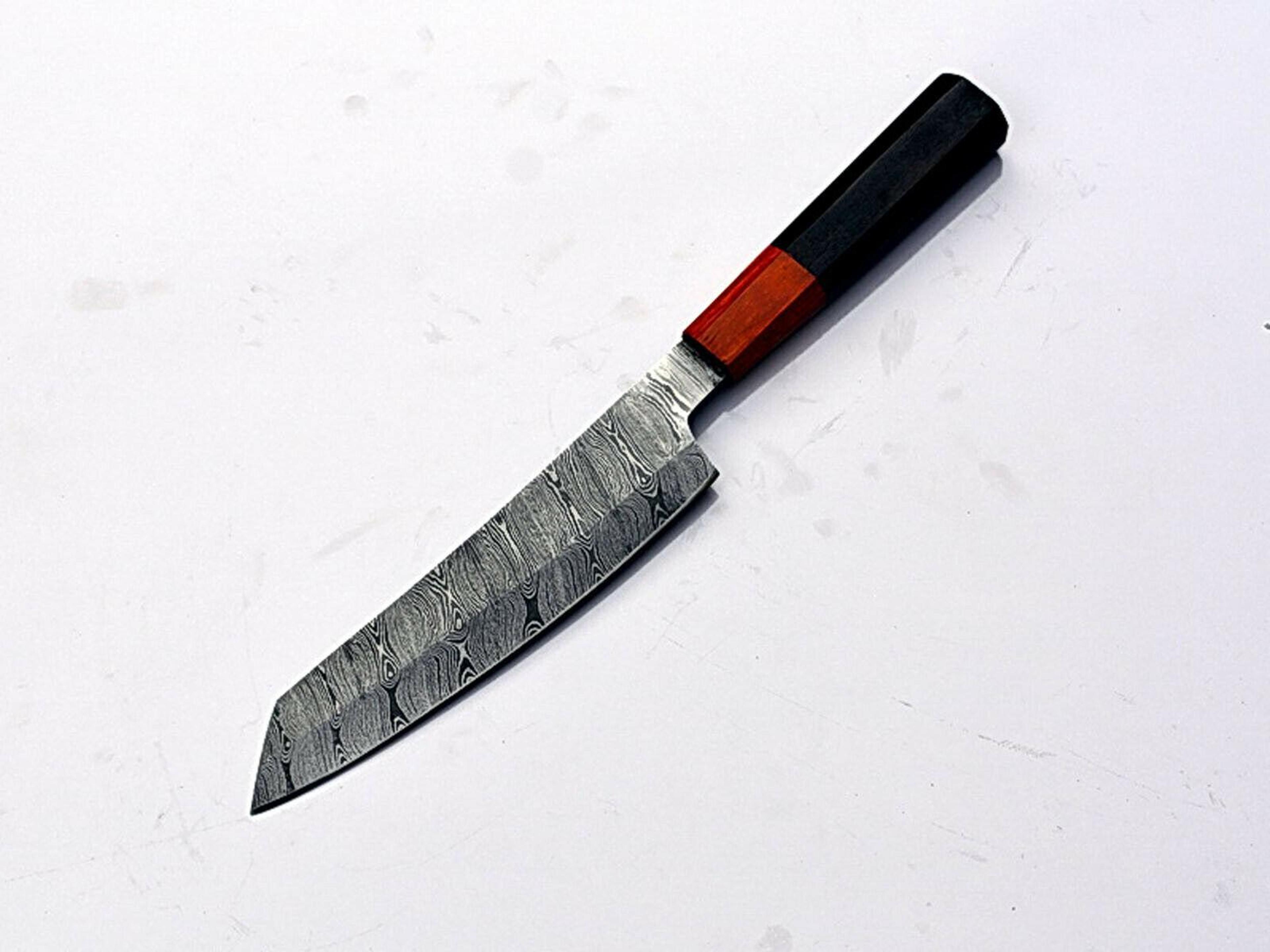 hand-forged damascus santoku knife | full tang kitchen knife | artisan chef blade