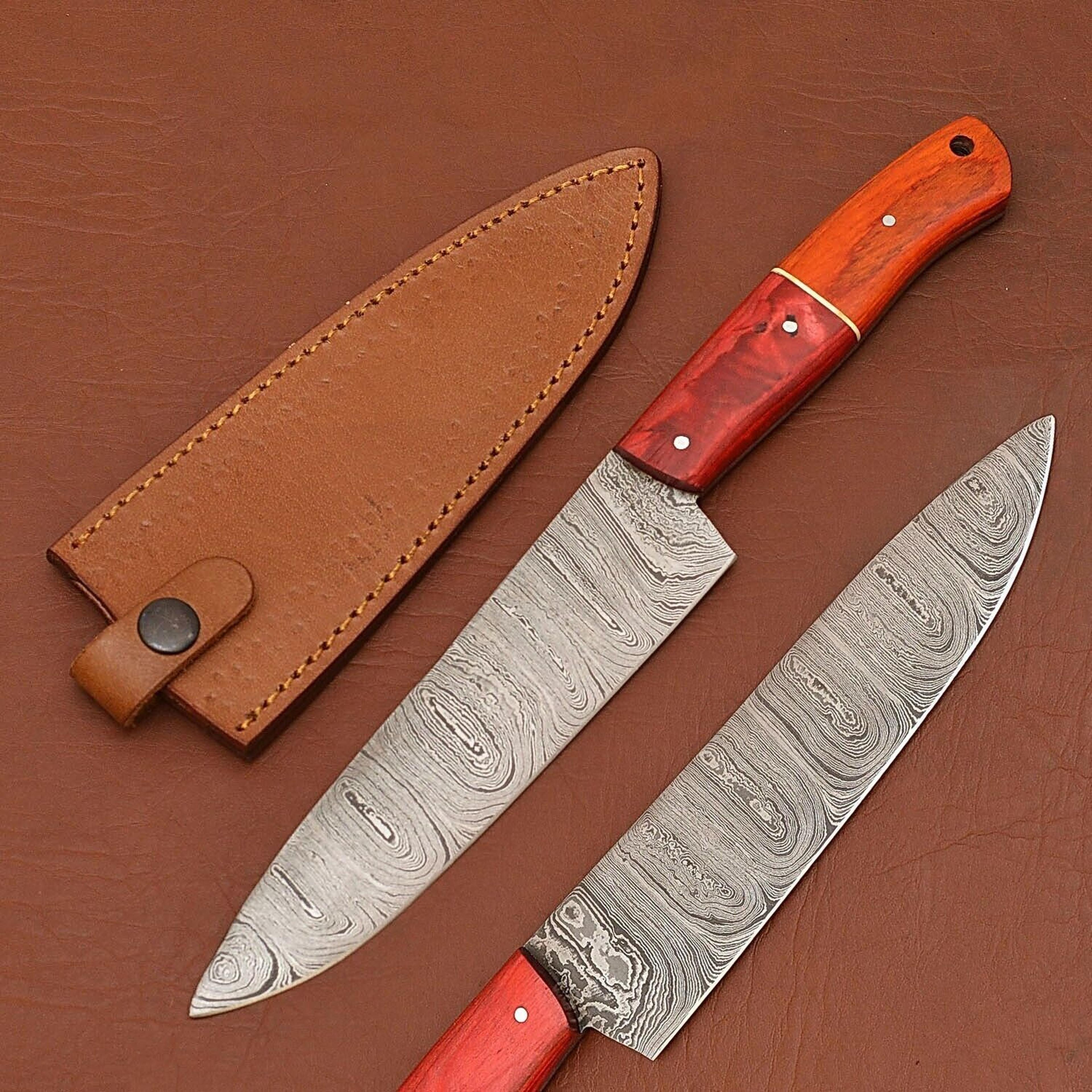 luxury damascus steel chef knife – handmade full tang kitchen knife