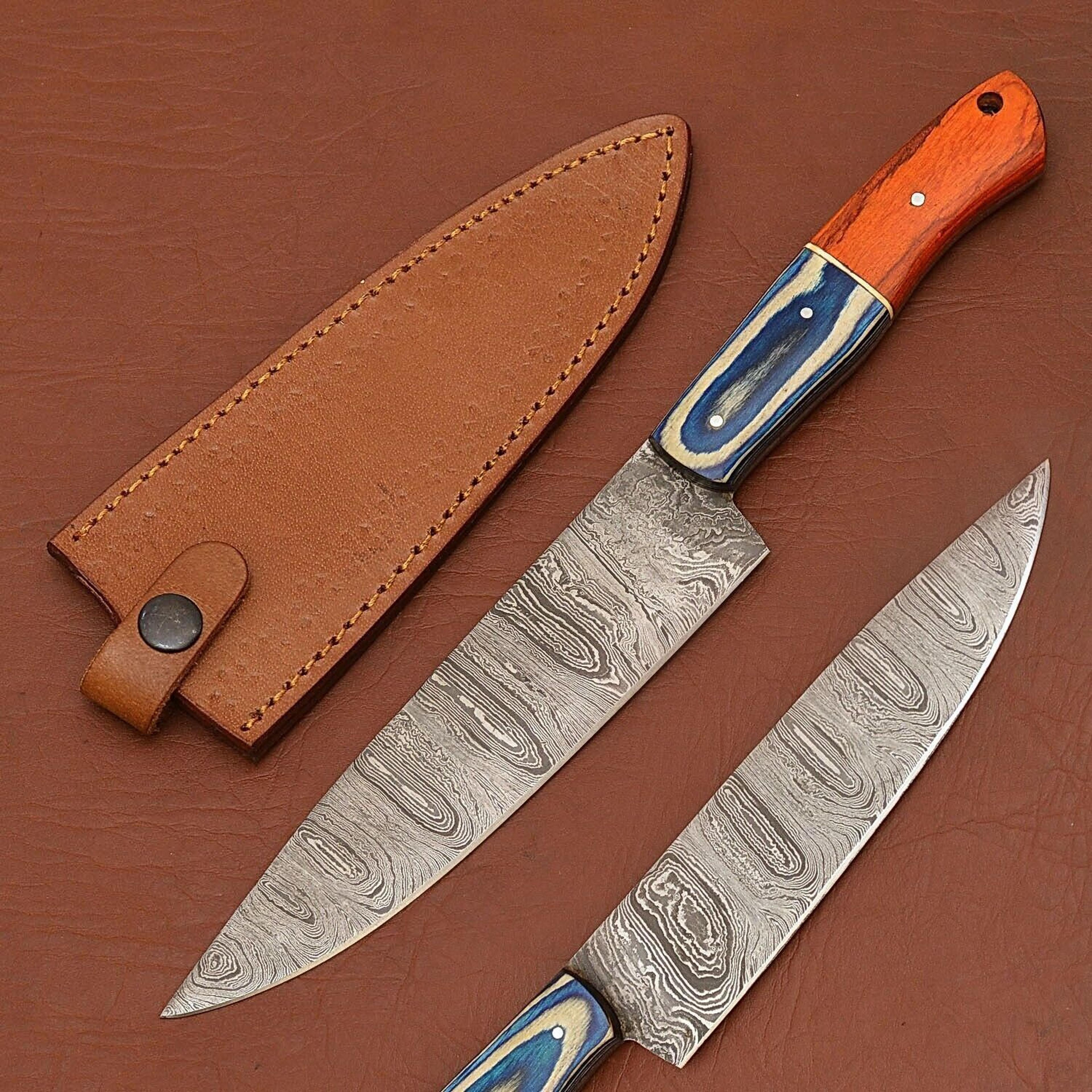 luxury handmade damascus chef knife – perfect for kitchen, hunting & camping