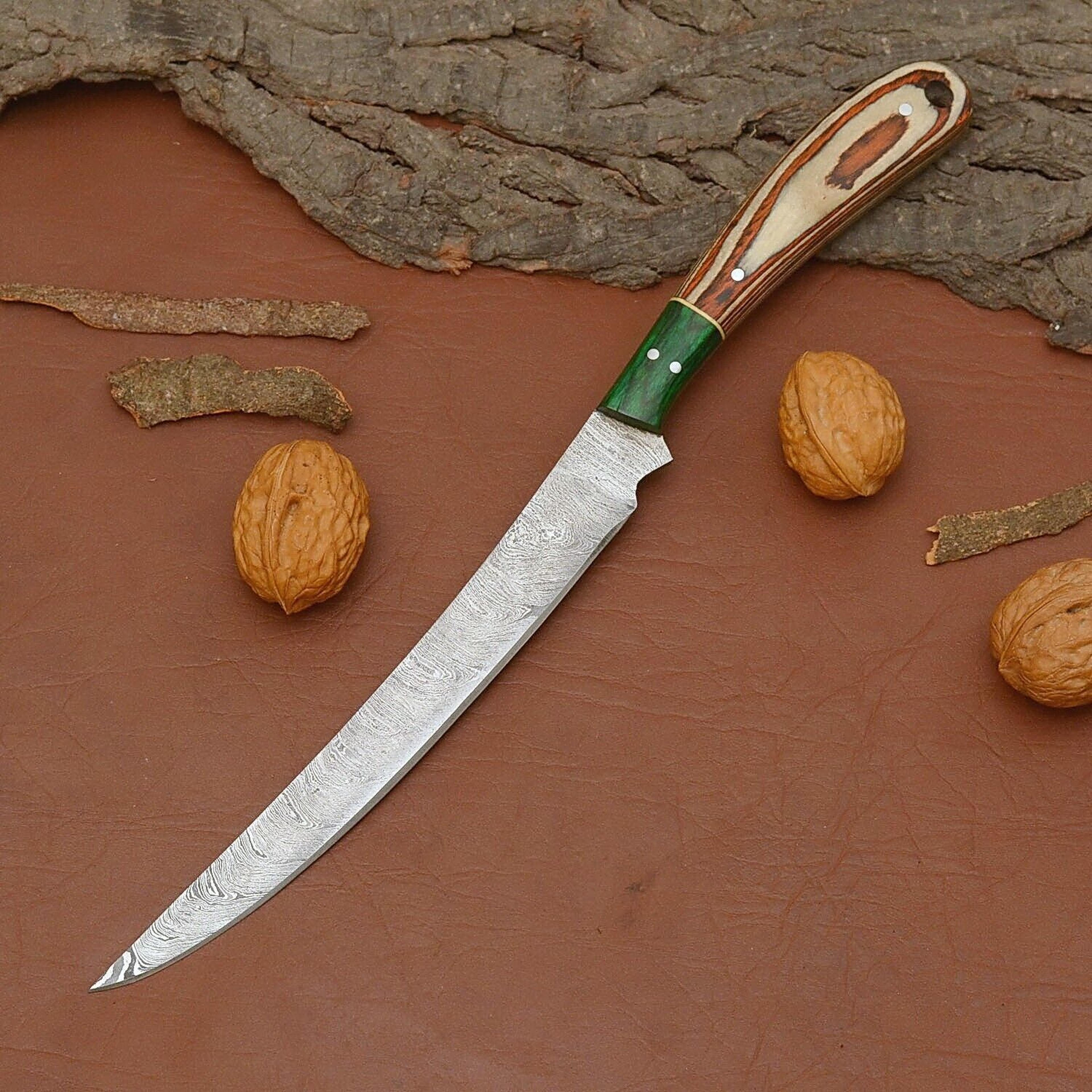 custom damascus steel kitchen fillet knife – handcrafted chef tool