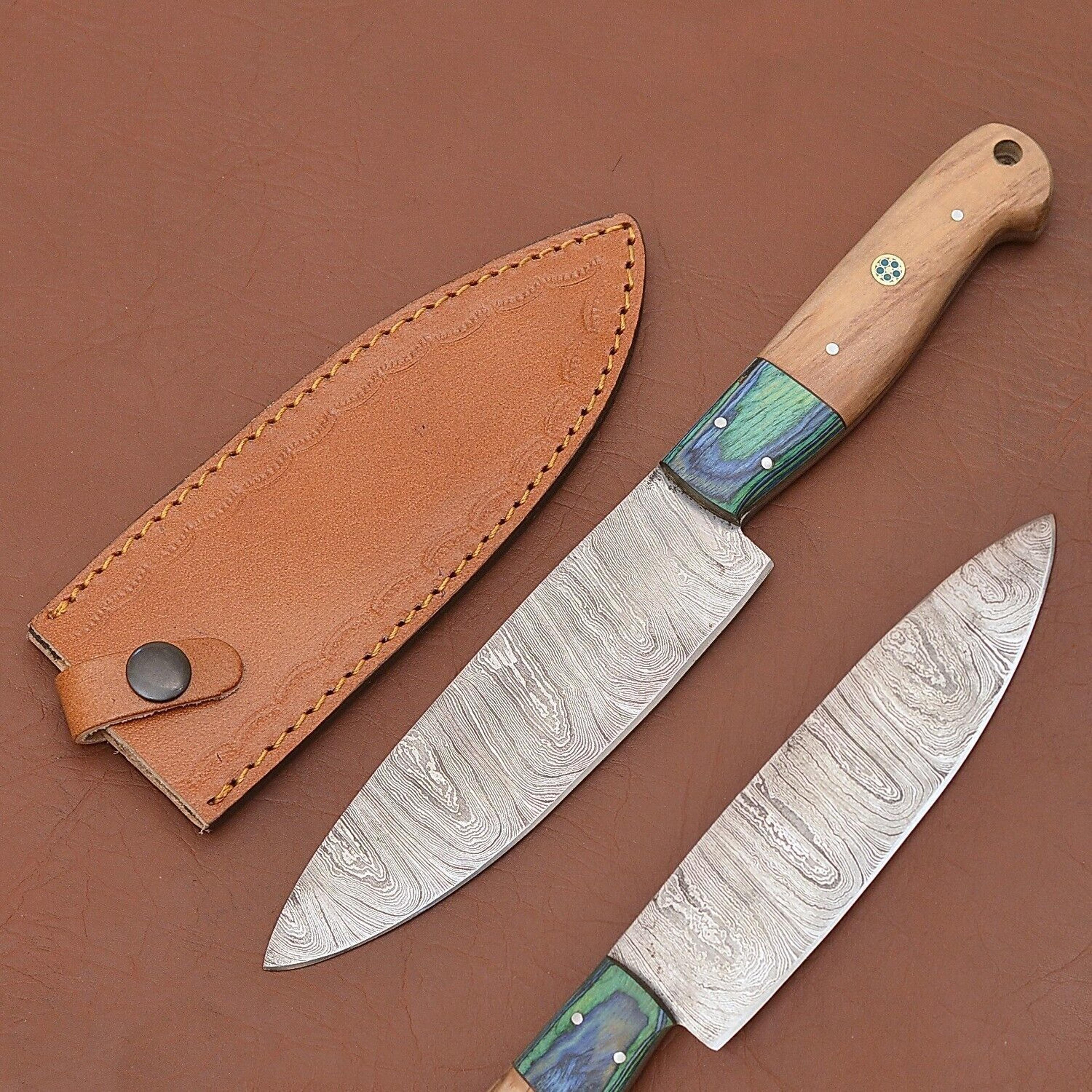 hand forged damascus steel fillet knife – wooden handle & sharp edge