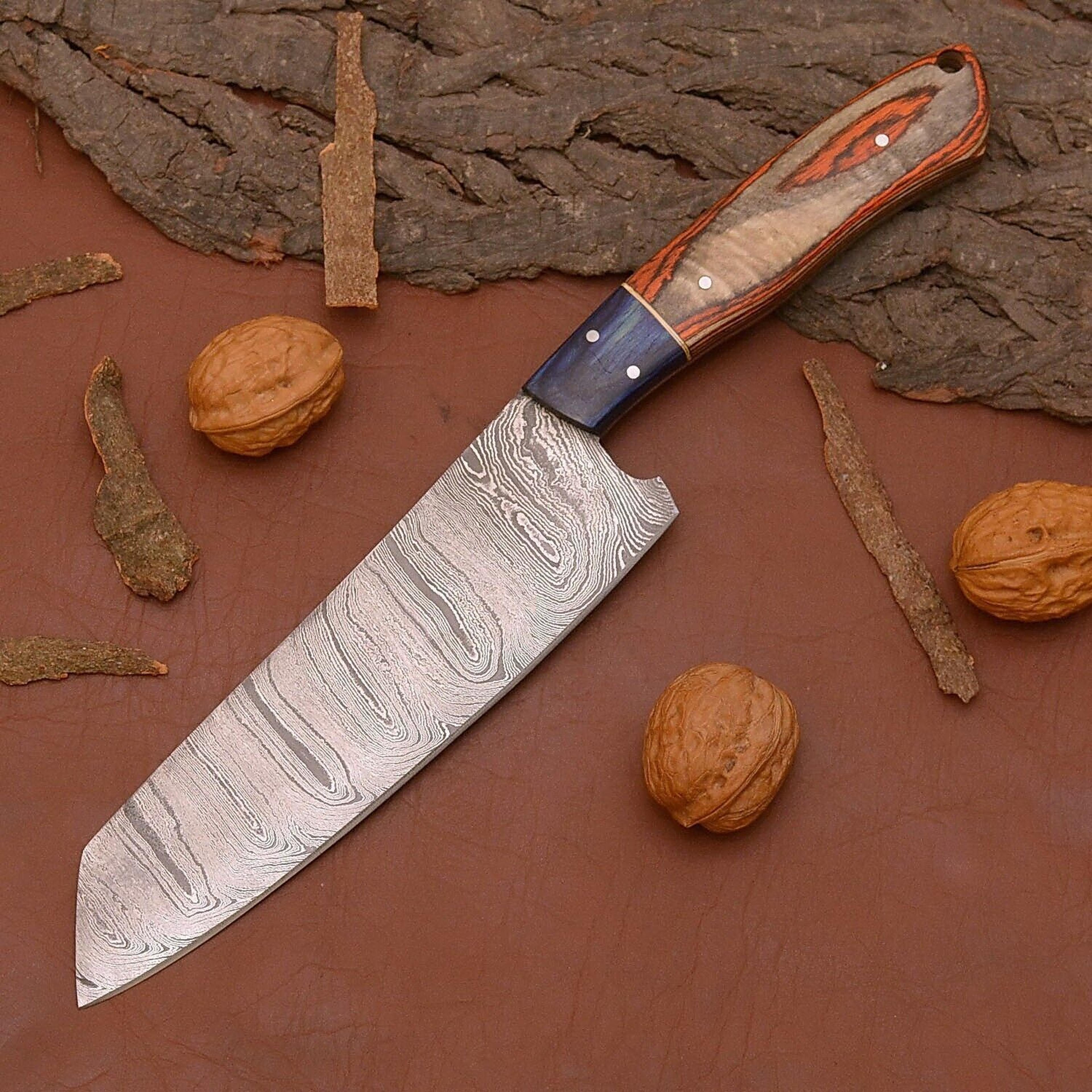handcrafted damascus steel fillet knife – durable wooden handle design