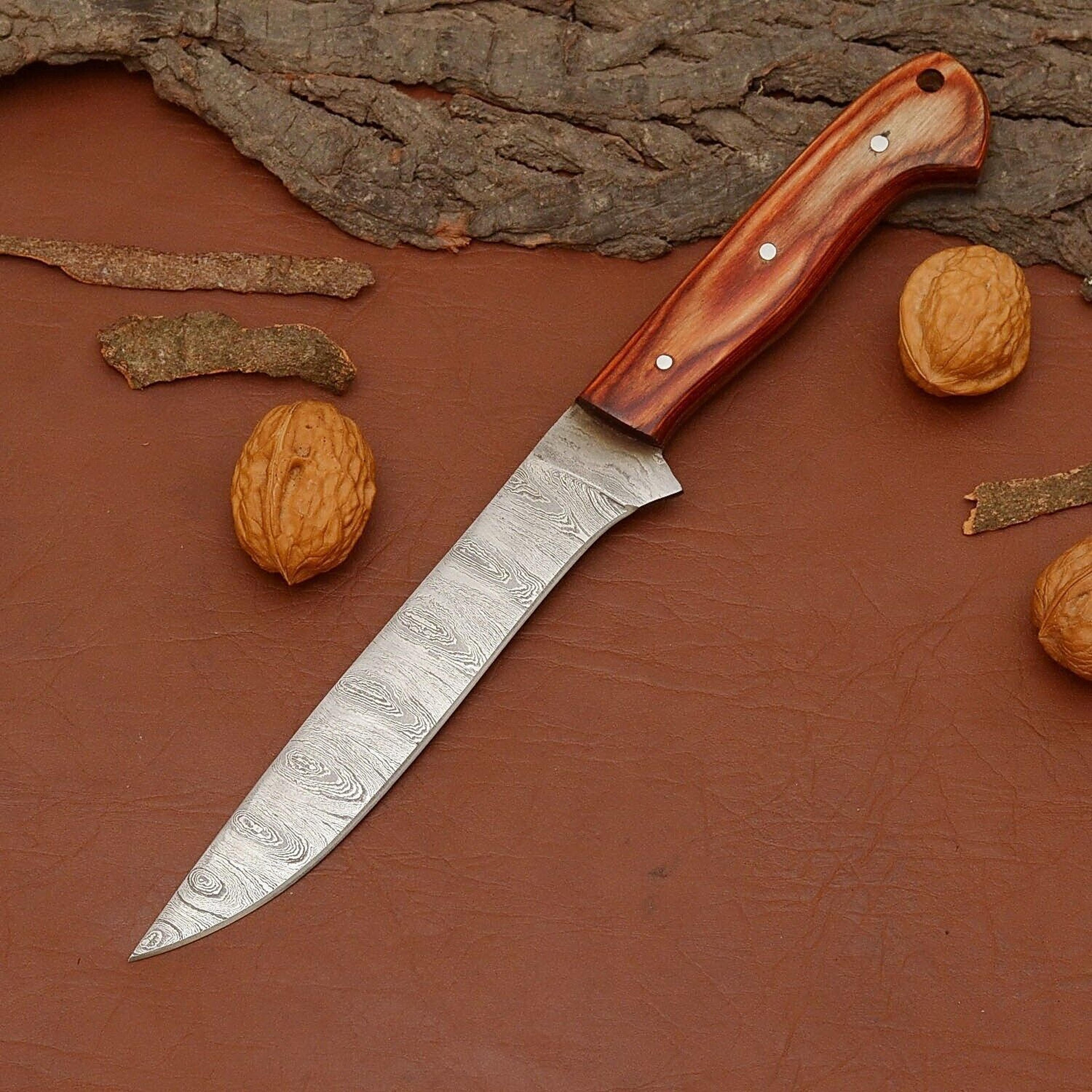custom damascus steel kitchen knife – handcrafted full tang chef blade