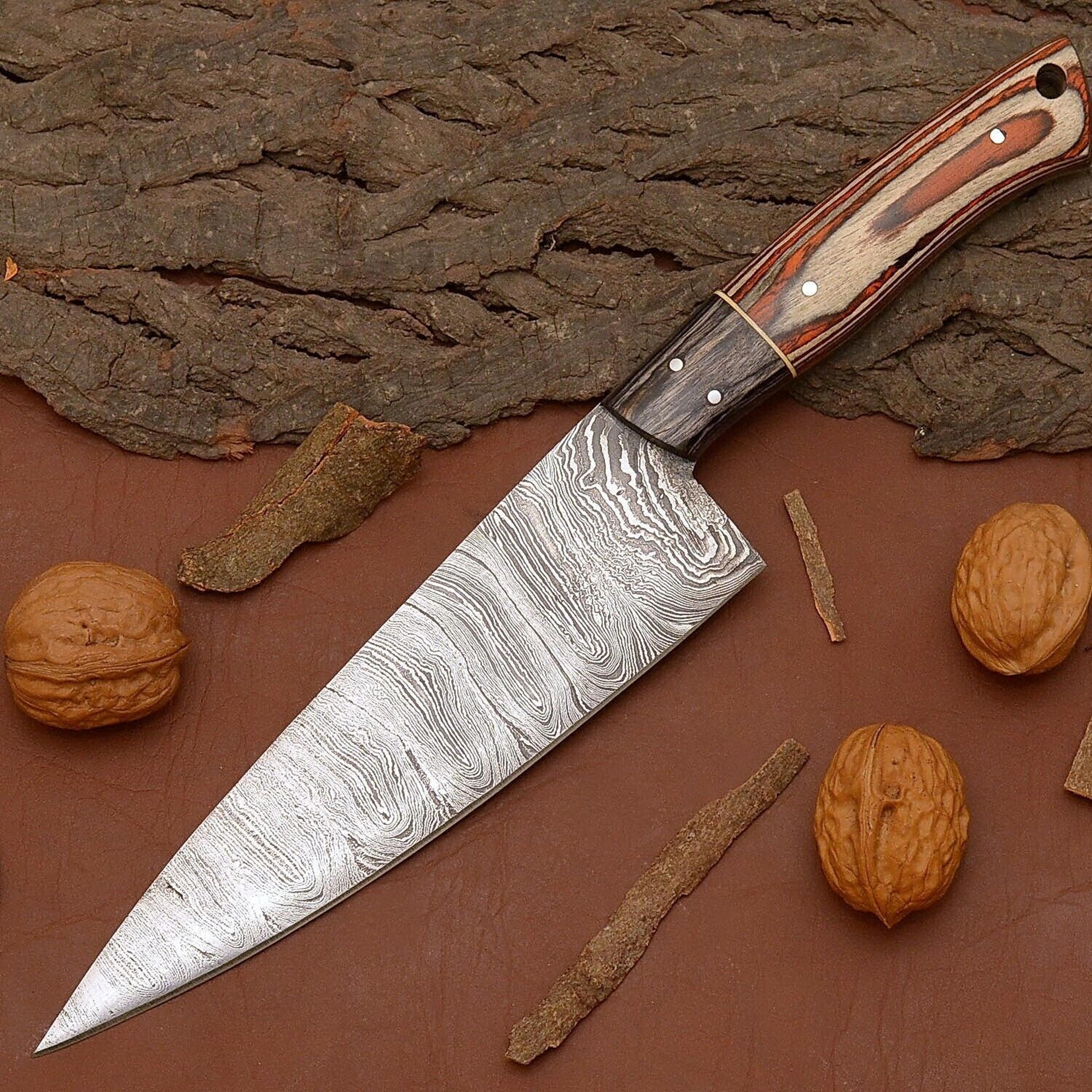 master forged damascus steel knife – professional kitchen chef essential