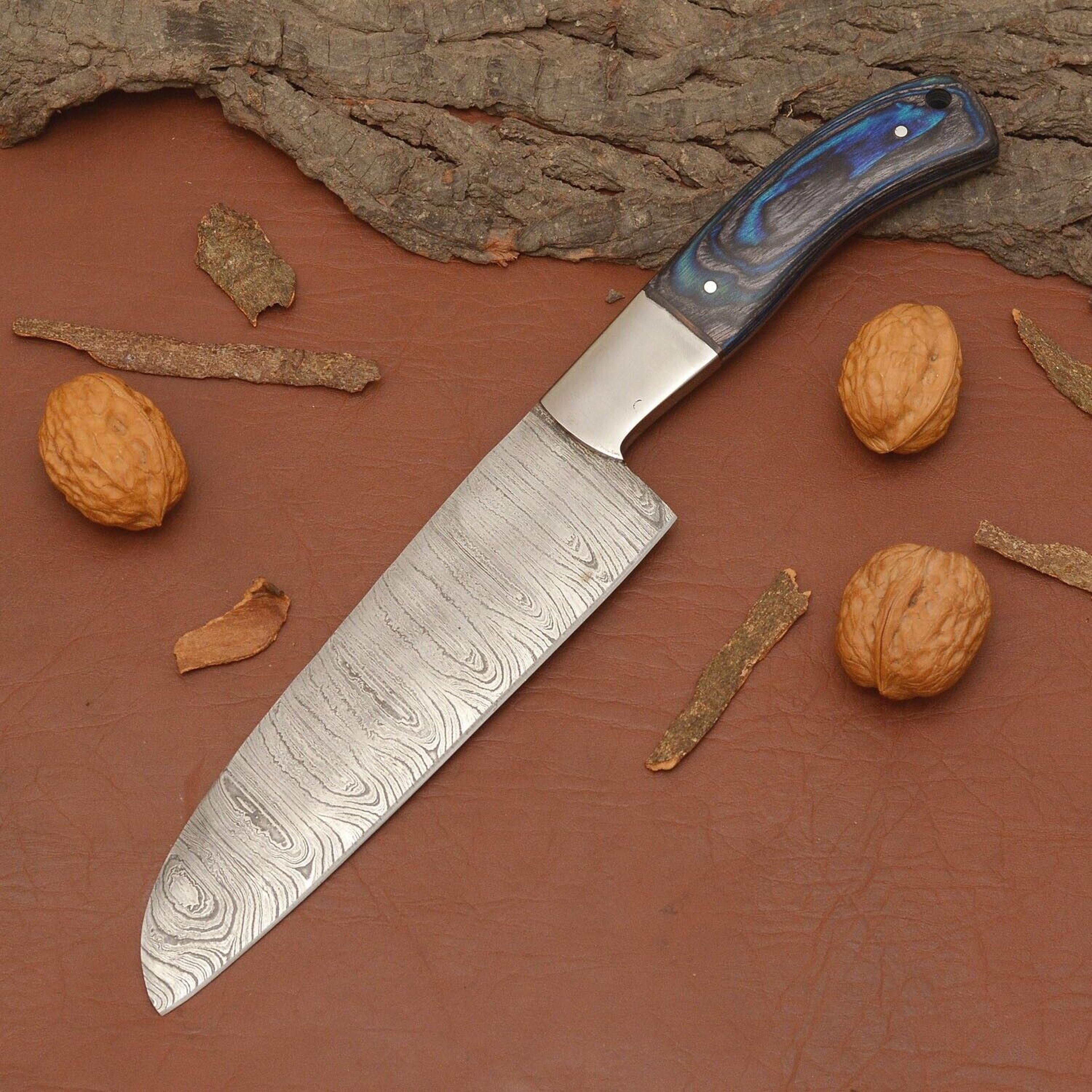 professional damascus steel kitchen blade – handmade chef knife with sheath