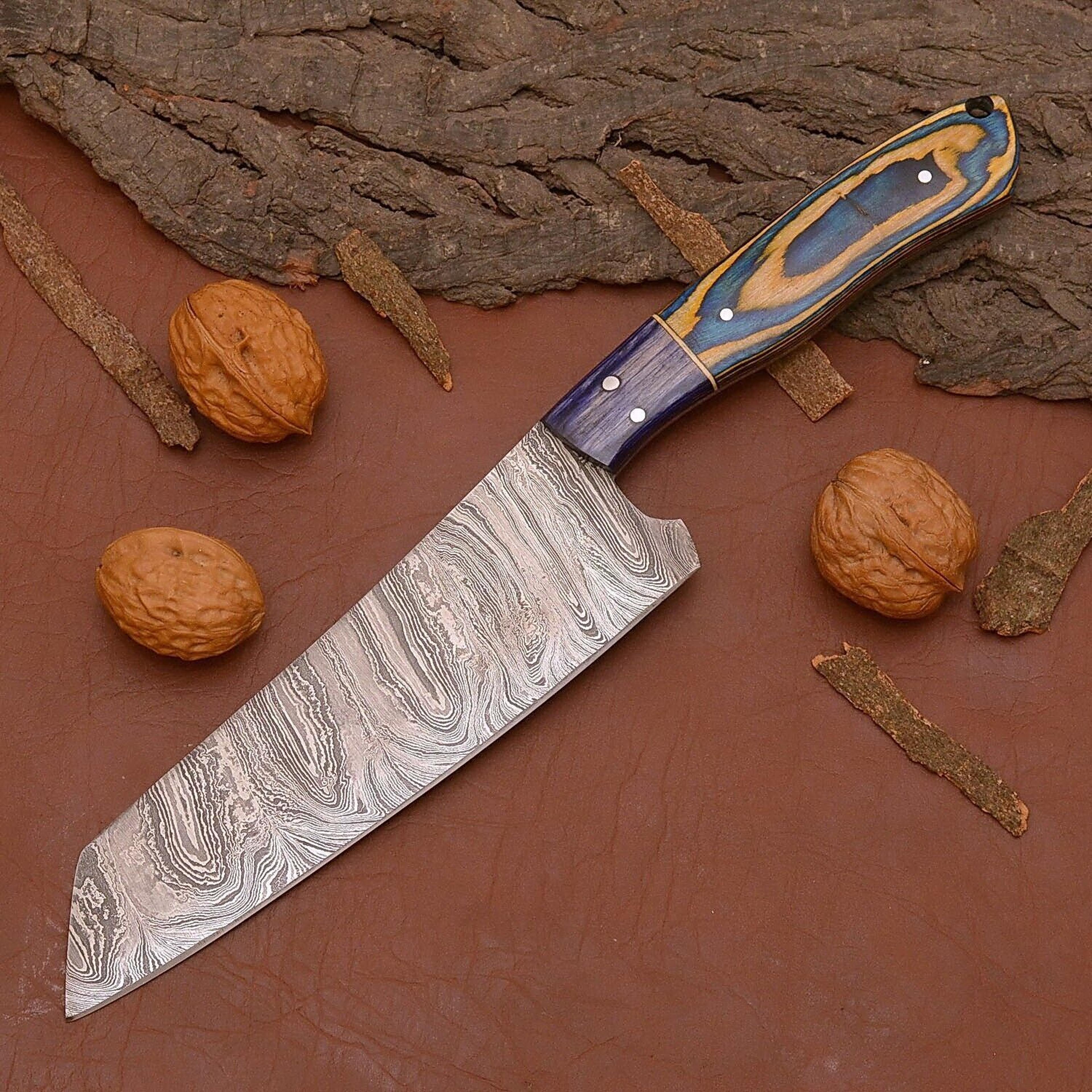 custom artisan damascus steel kitchen knife – perfect balance & grip