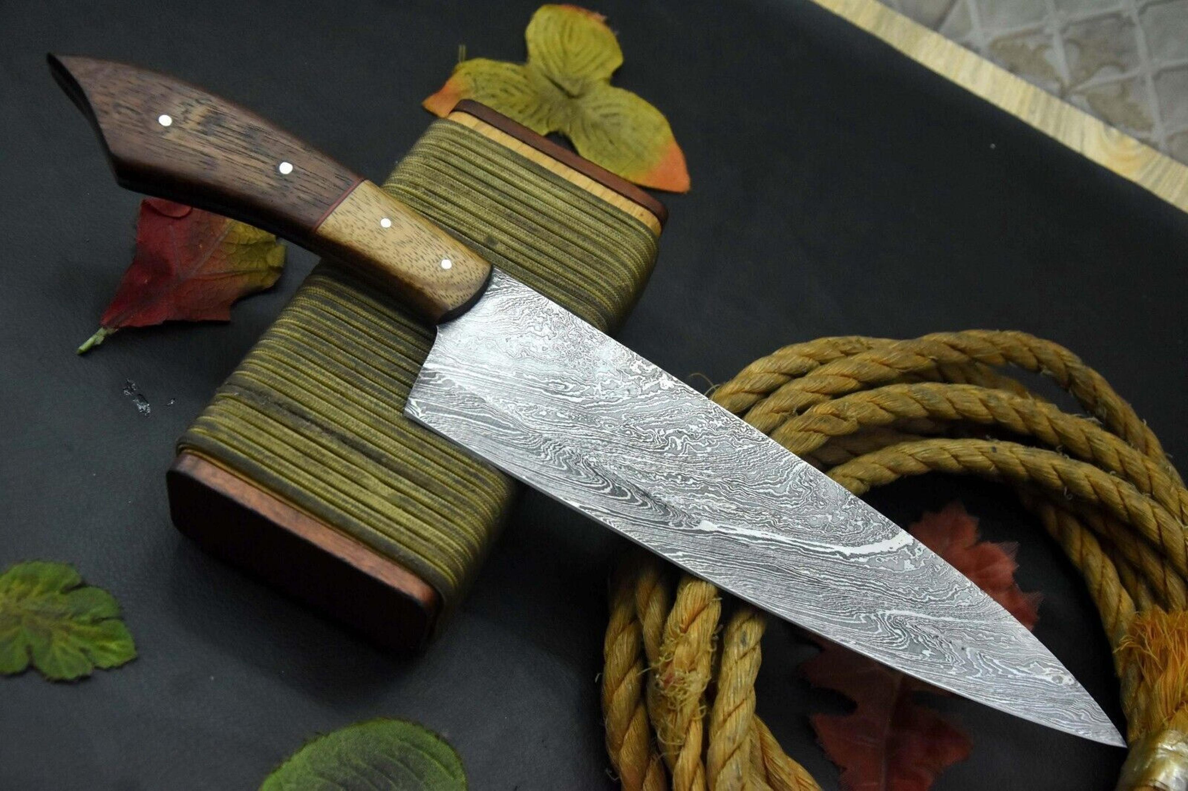 artisan handmade damascus chef knife – kitchen & gift knife