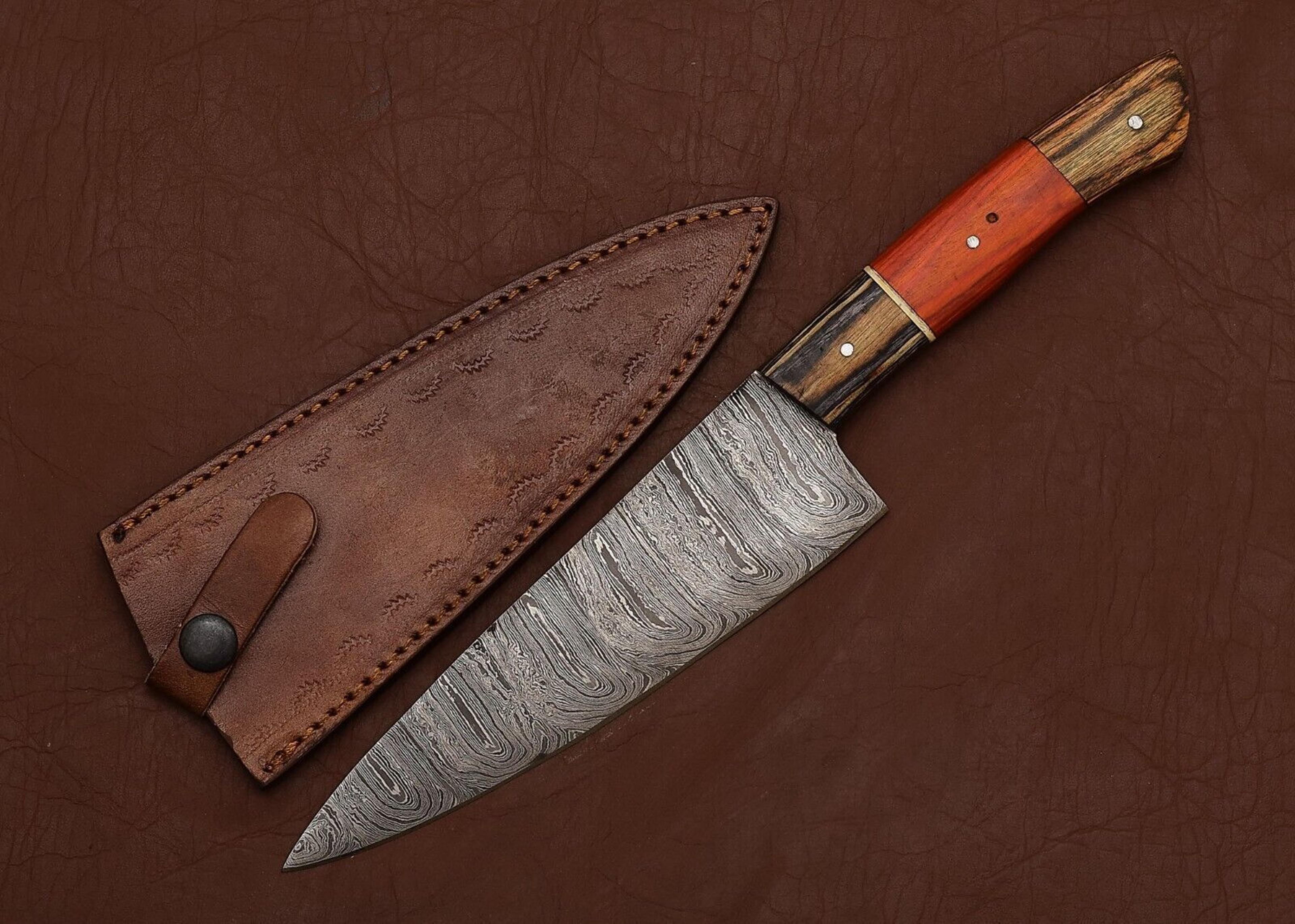 custom handmade damascus kitchen knife – outdoor cooking & chef tool