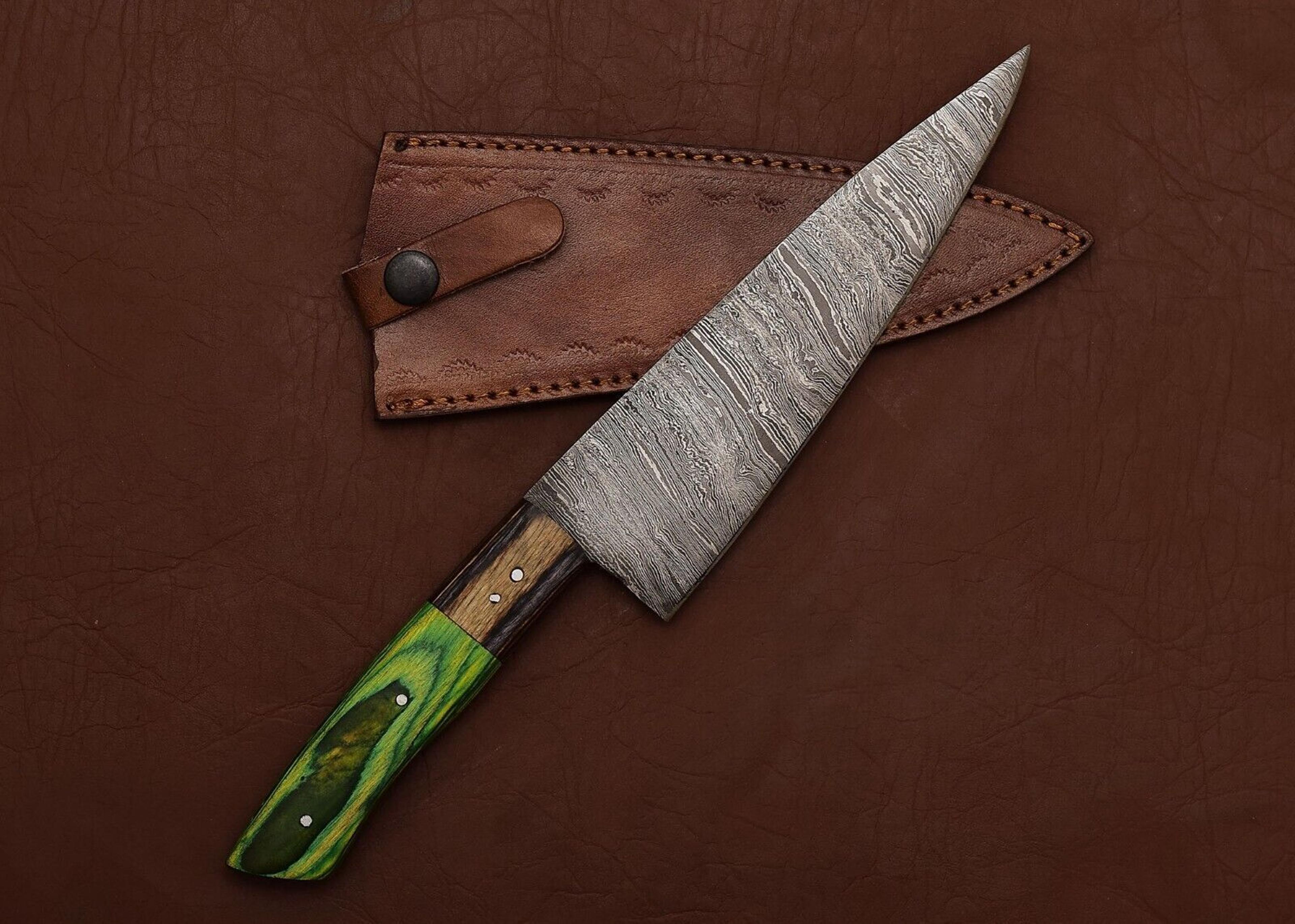 premium damascus steel fillet knife – hand-forged 7 inch blade with pakka wood handle