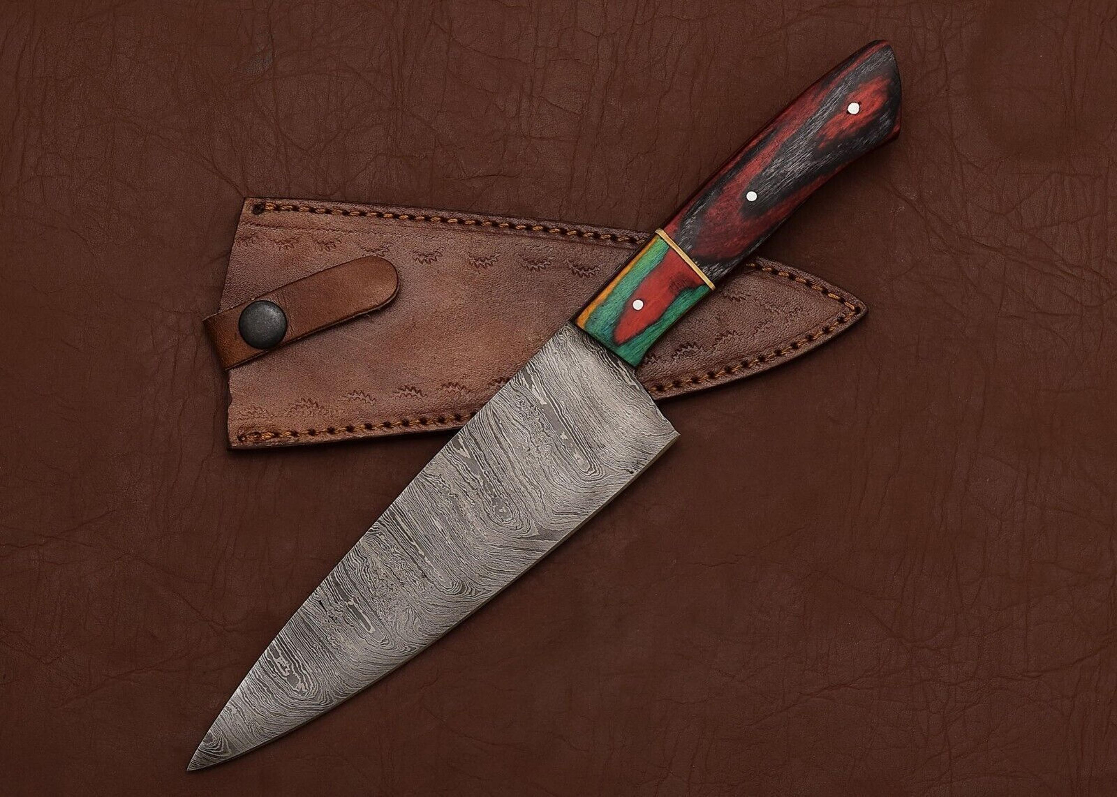 razor sharp handmade damascus steel fillet knife – wooden handle chef knife for cooking & hunting