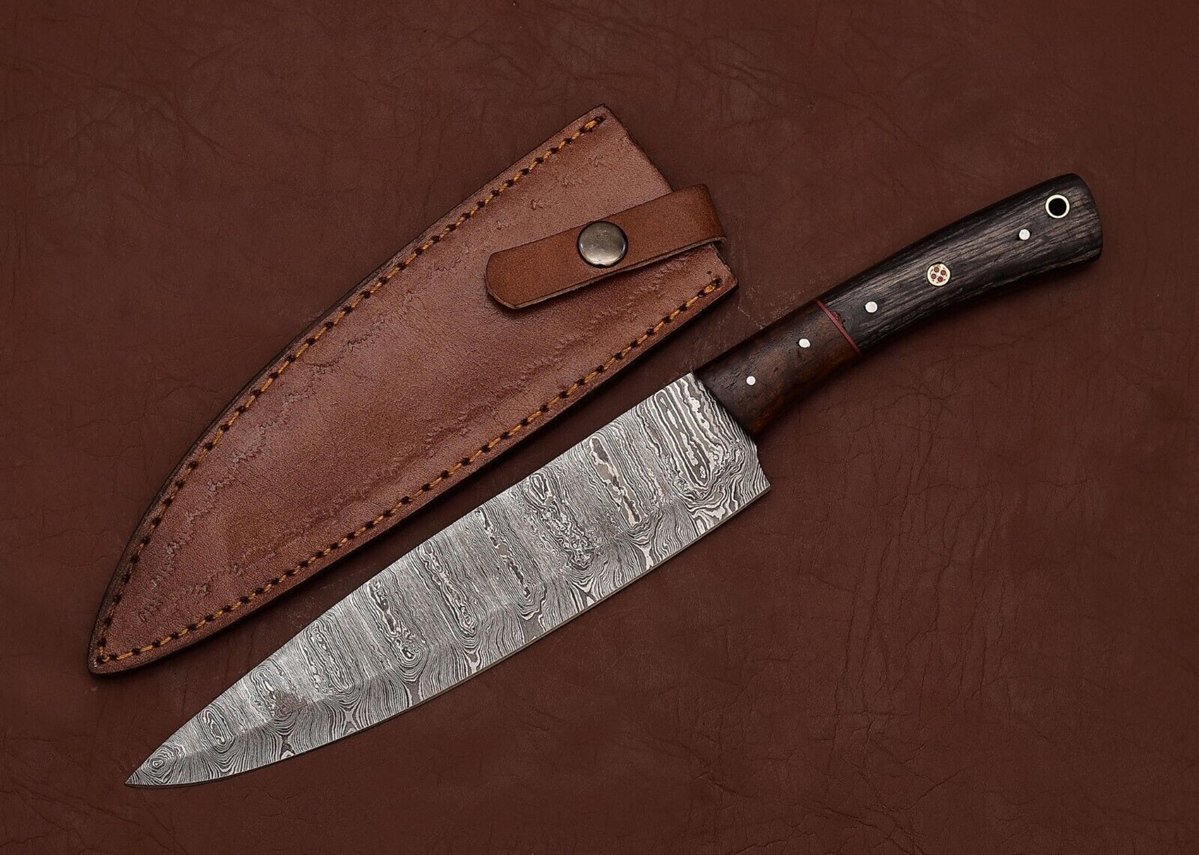 premium damascus steel chef fillet knife – handcrafted with pakka wood handle