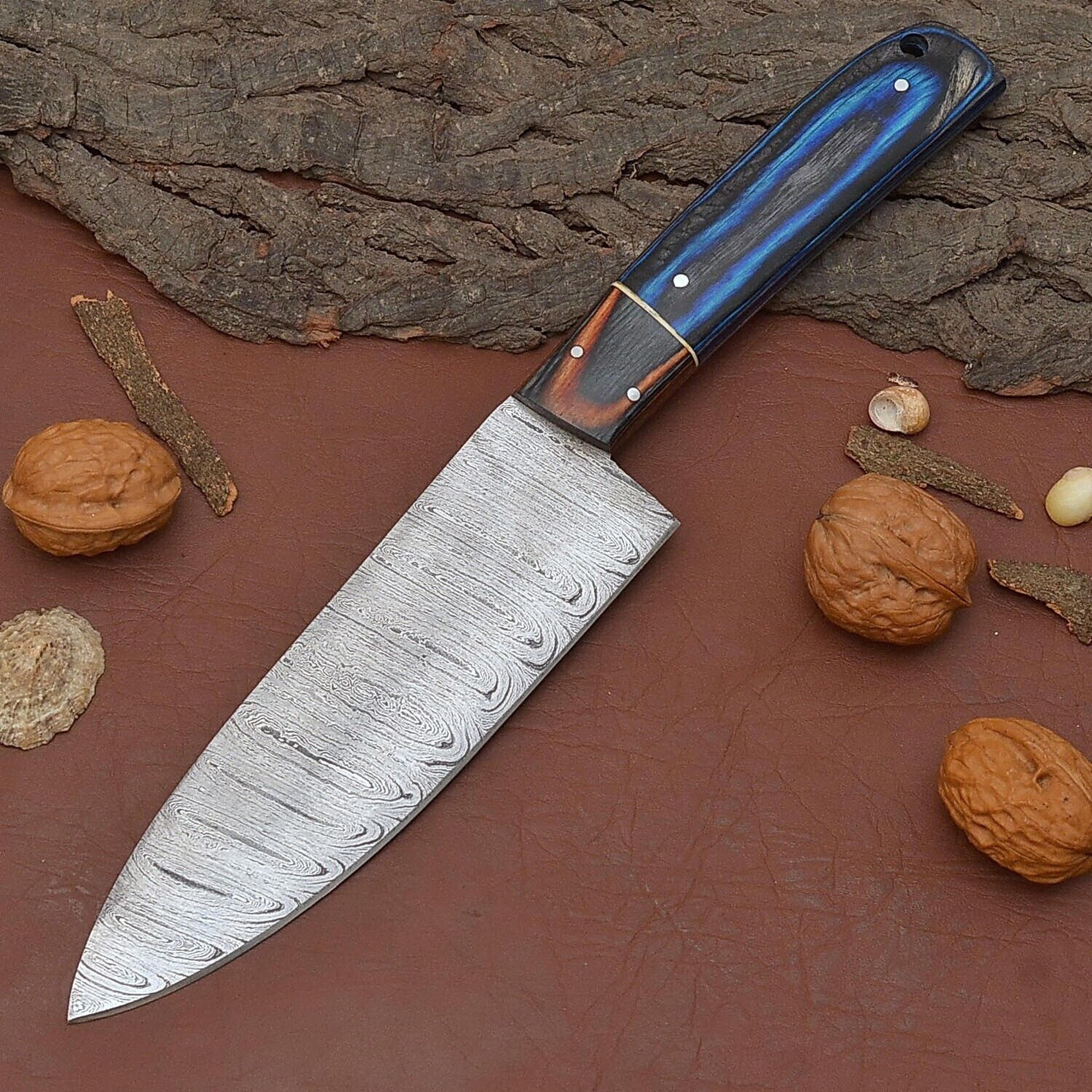 artisan damascus steel chef fillet knife – handmade cooking & camping knife