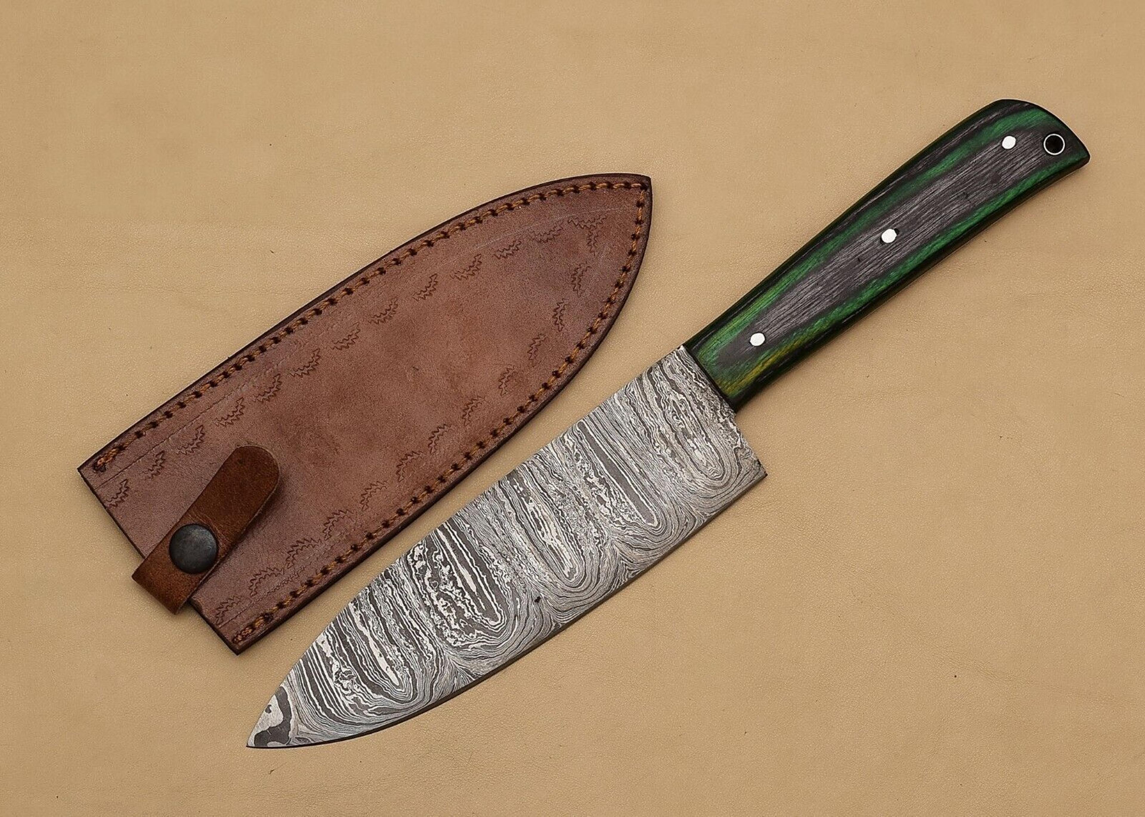 razor sharp handmade damascus steel fillet knife – 12" chef knife with pakka wood handle