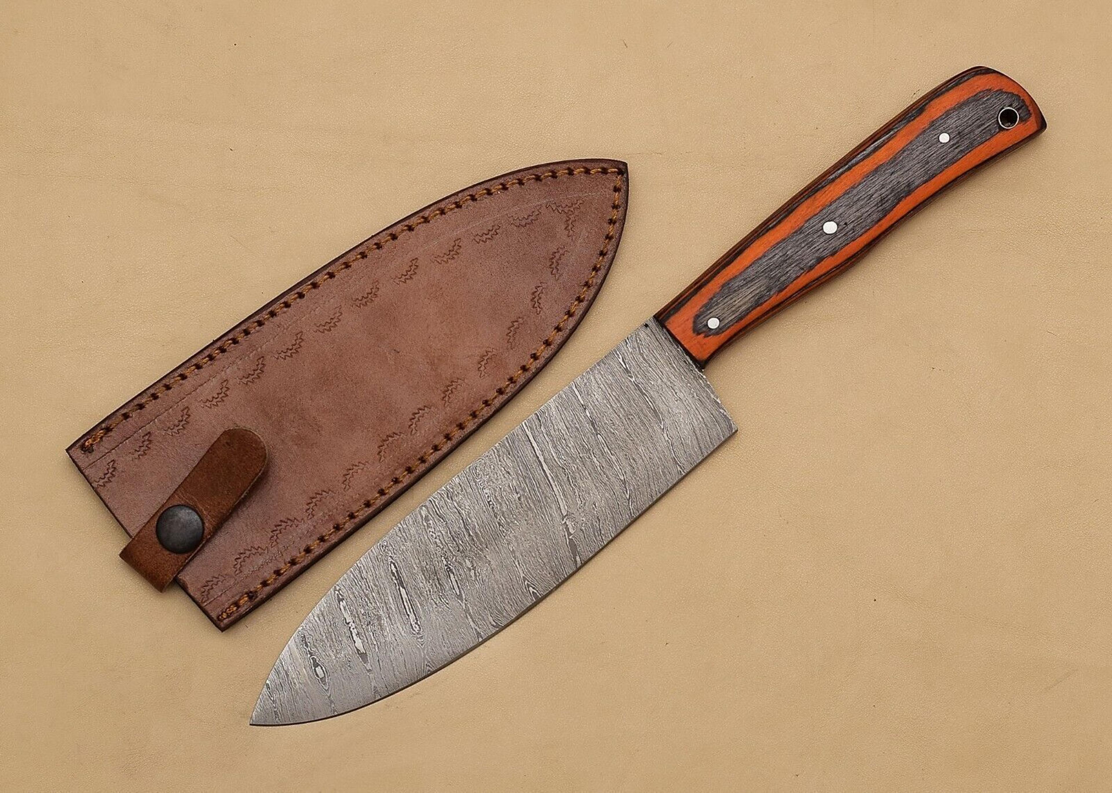 12 inch handmade damascus chef knife – razor sharp fillet blade with pakka wood grip
