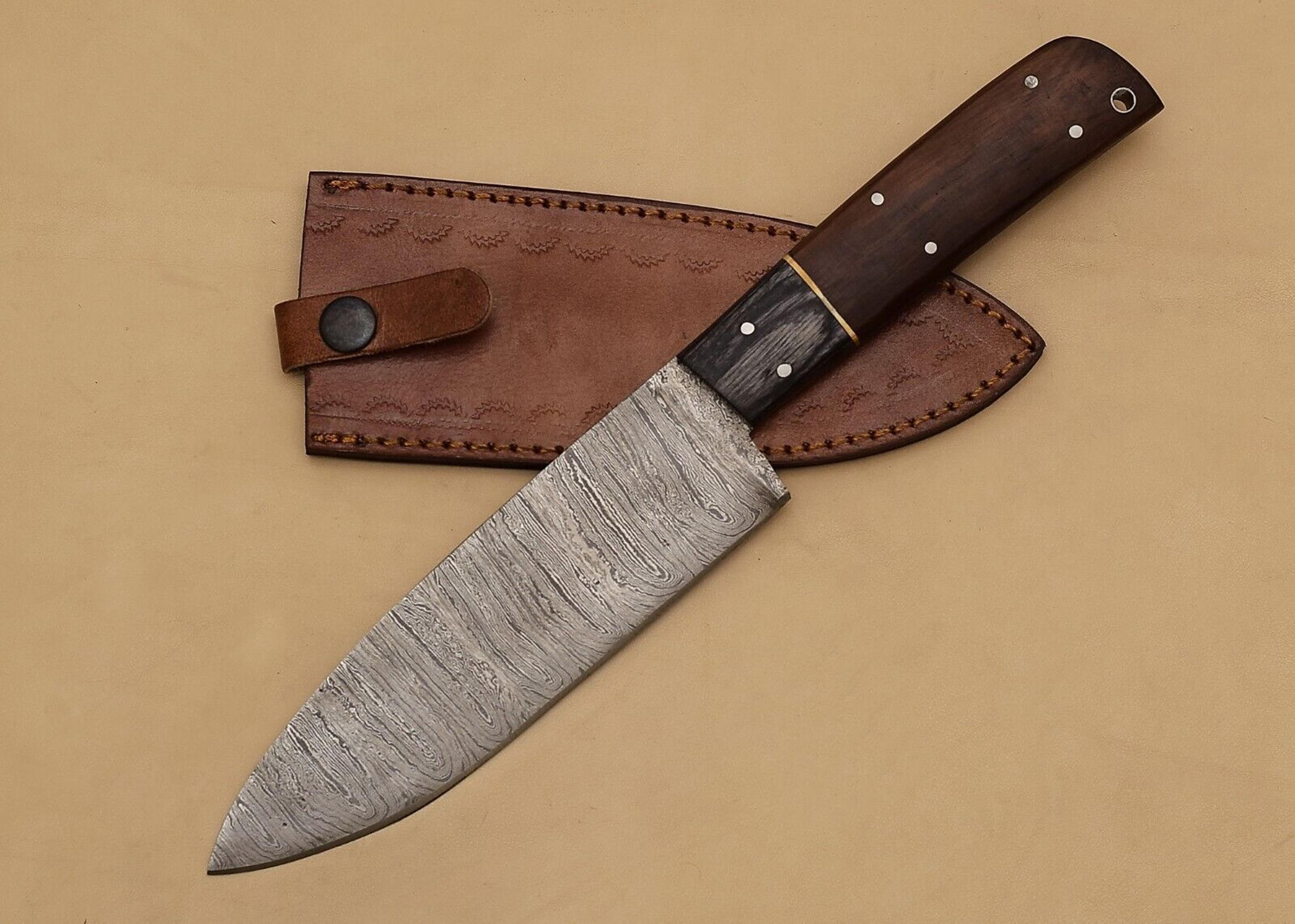 12 inch handmade damascus chef knife – razor sharp fillet blade with pakka wood