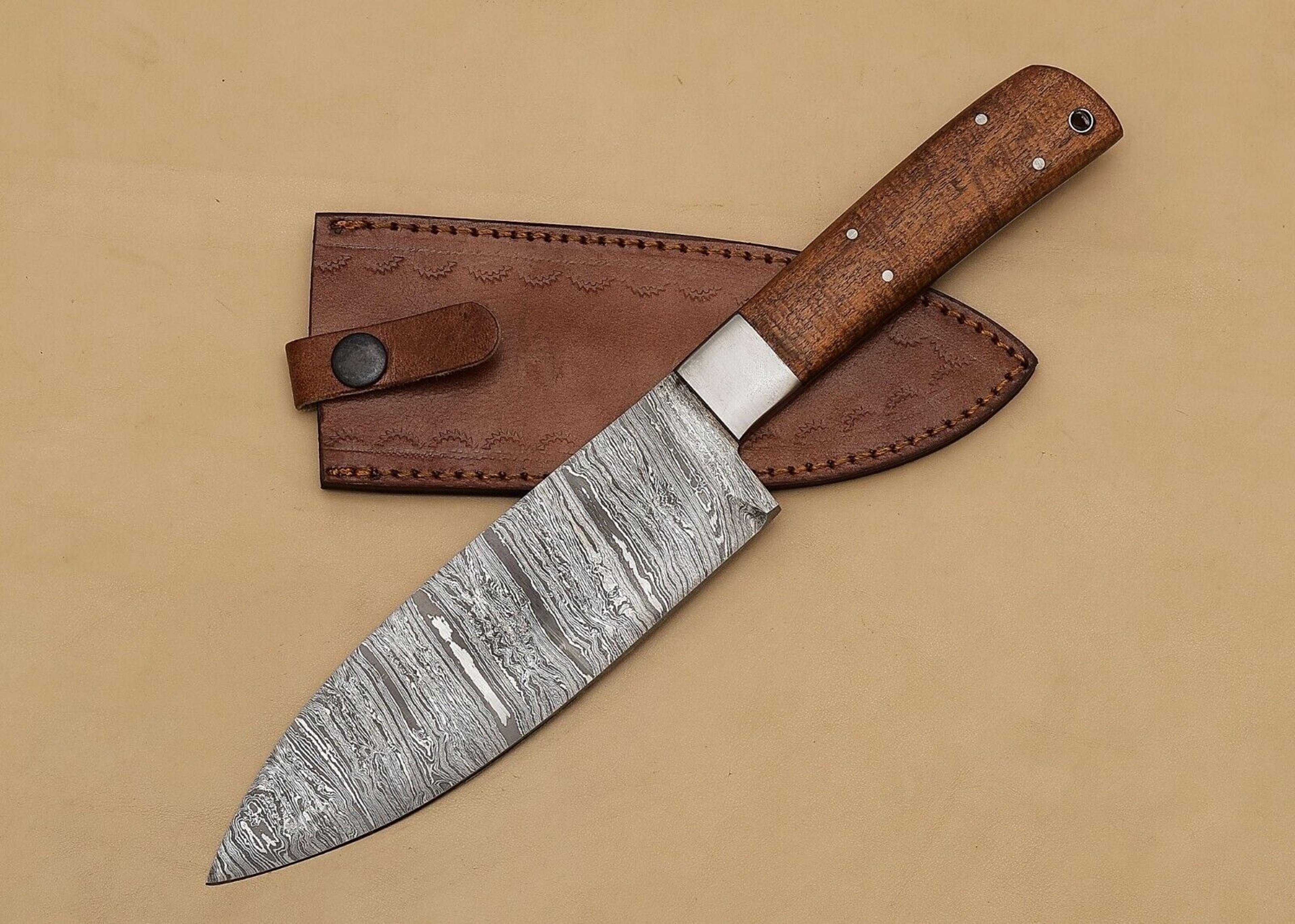 12 inch handmade damascus chef knife – razor sharp fillet blade with pakka wood handle