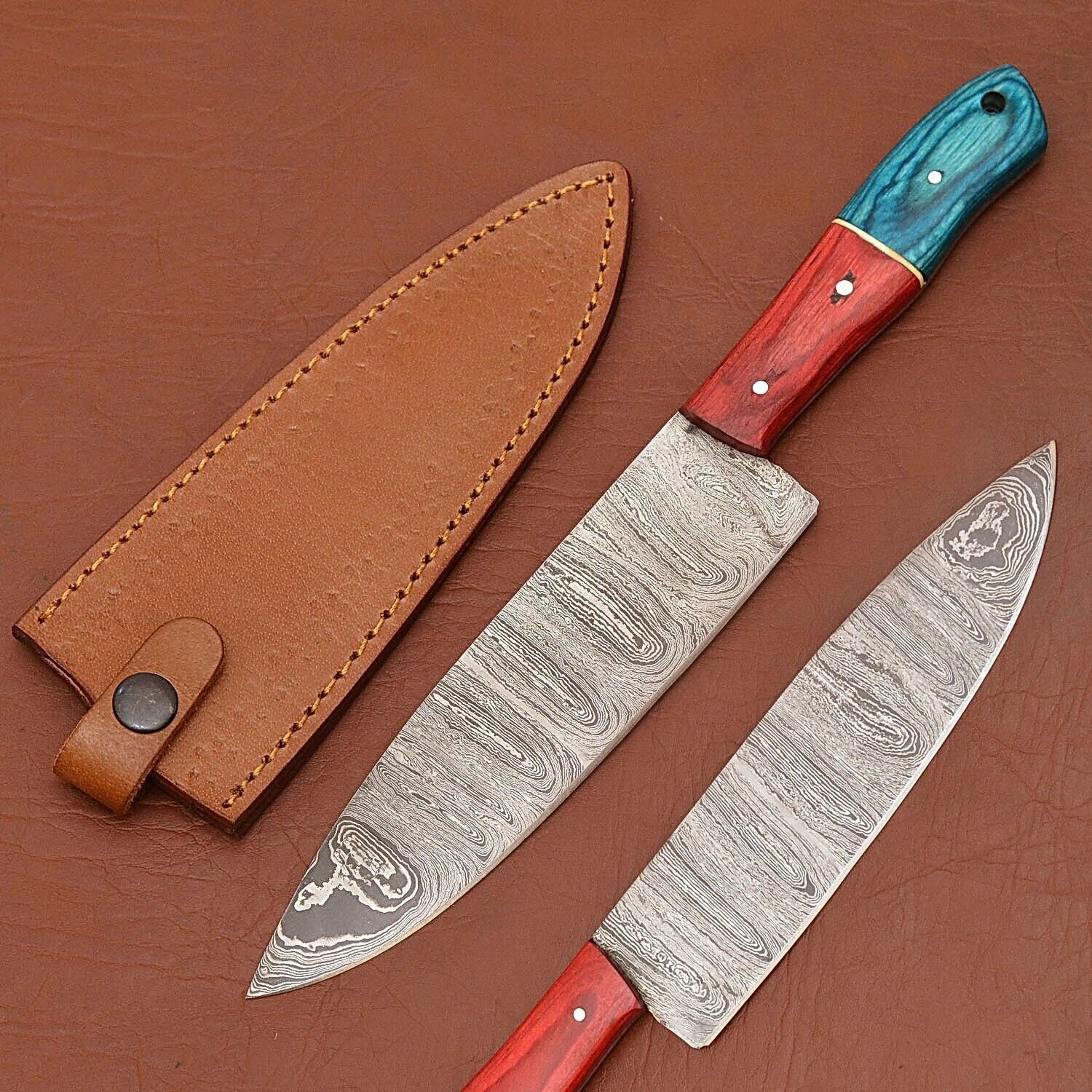 hand-forged damascus steel fillet knife – artistic chef knife for kitchen, hunting & camping