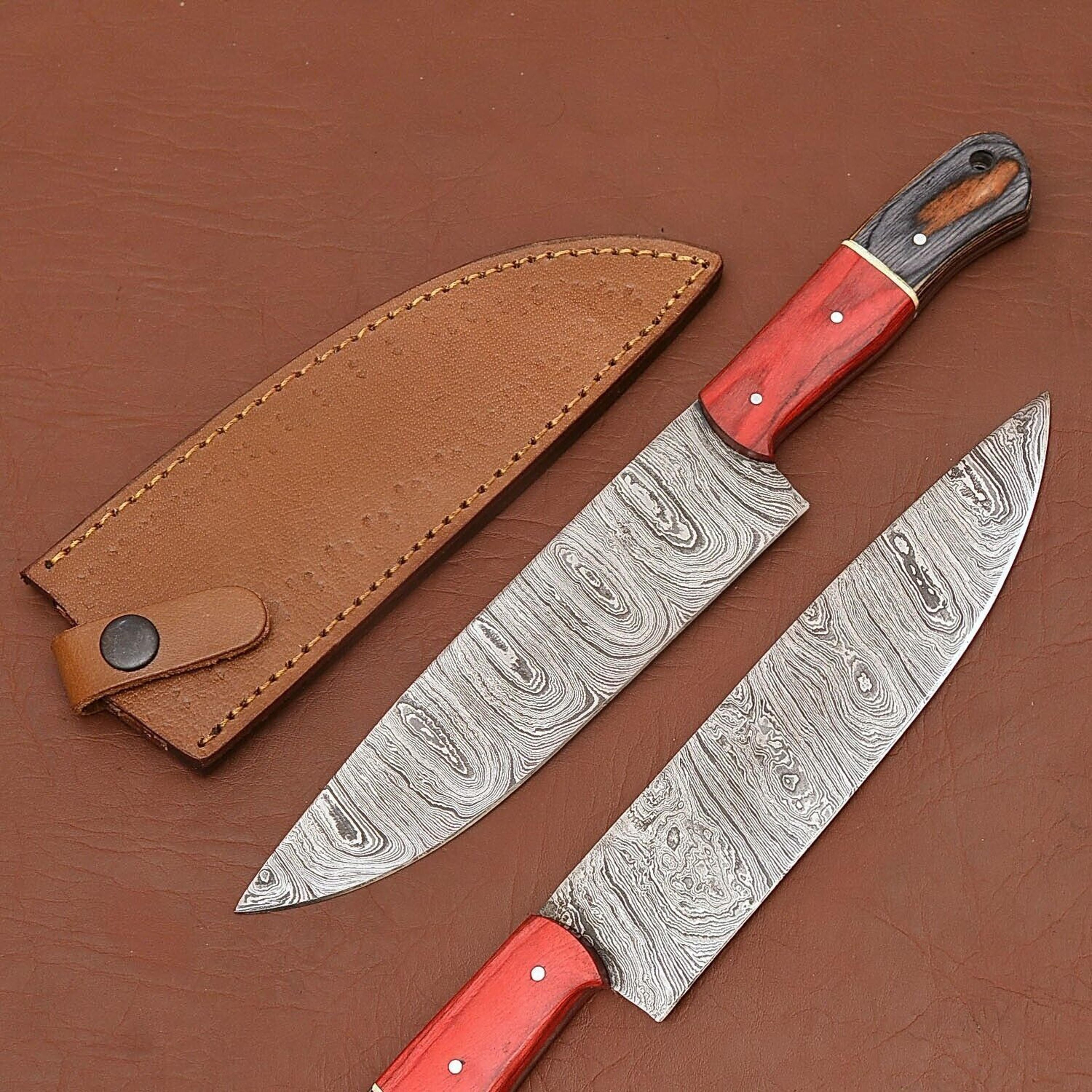 artisan damascus steel fillet knife – handcrafted chef knife with wooden handle