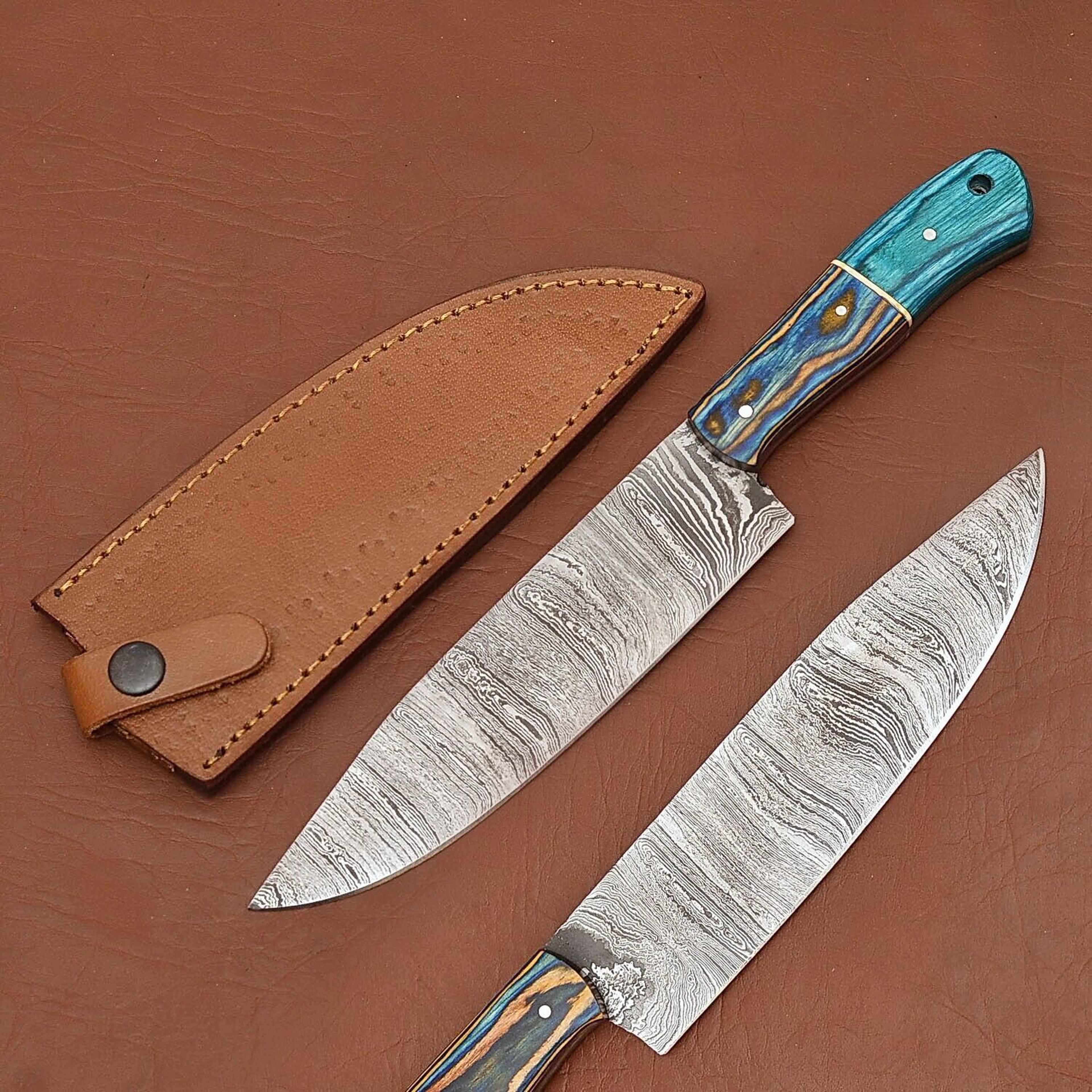 chef edition damascus steel knife – 12" fillet blade with wood grip